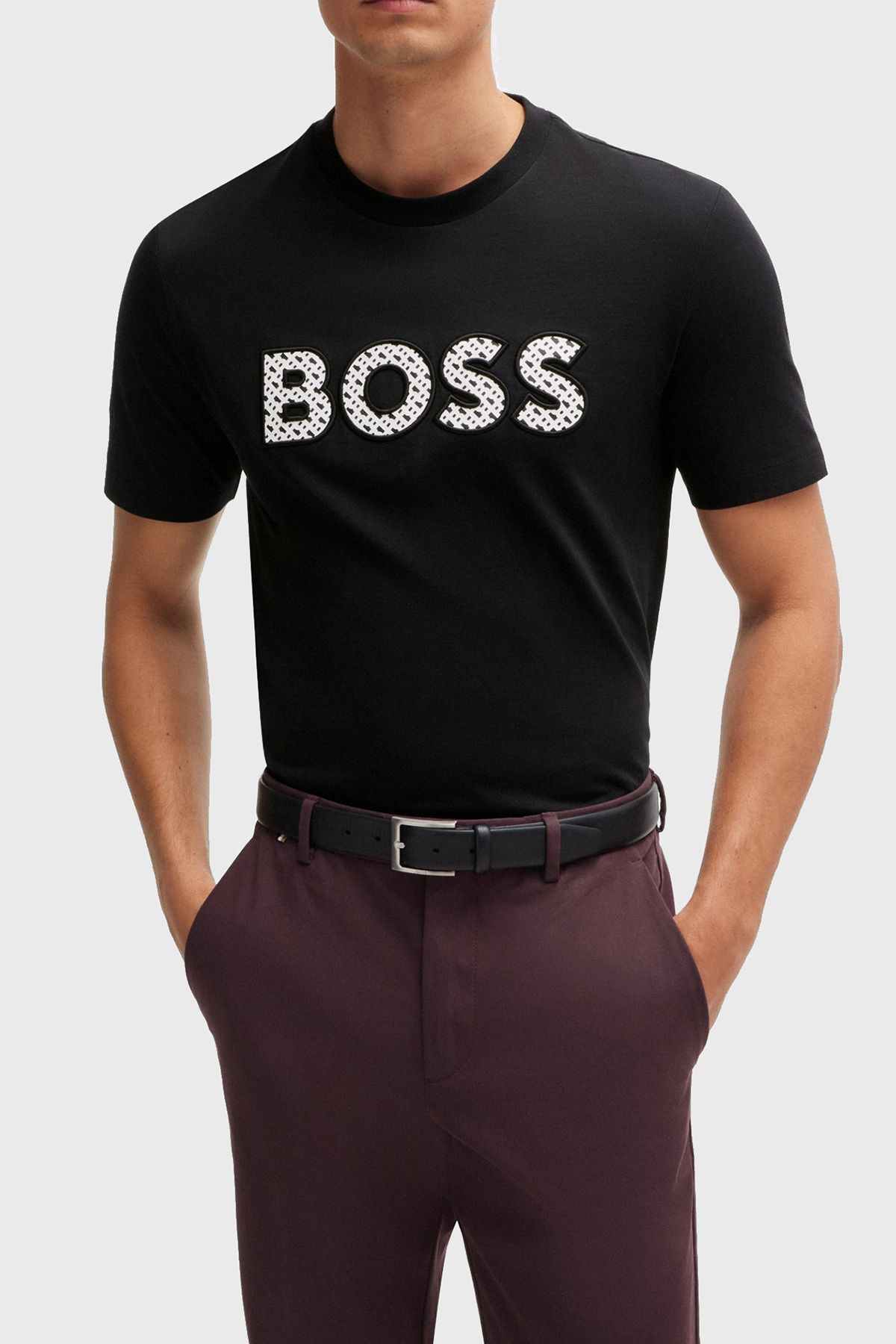 تی شرت مردانه یقه پیراهن معمولی نخی 50521520 002 BOSS