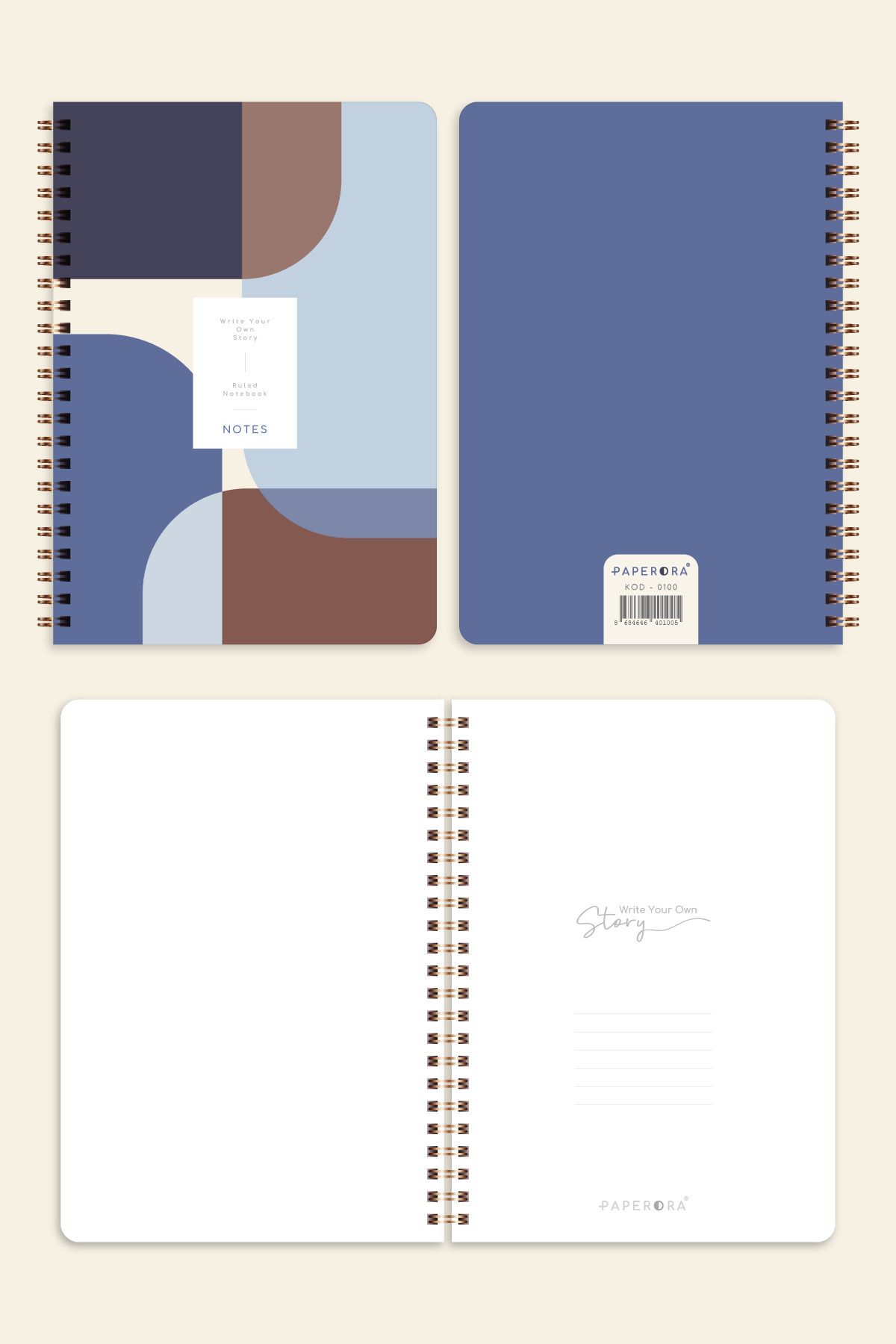 PAPERORA-A5 Lined Spiral School Notebook - 80 Sheets, Set of 4, with Classroom Program 5