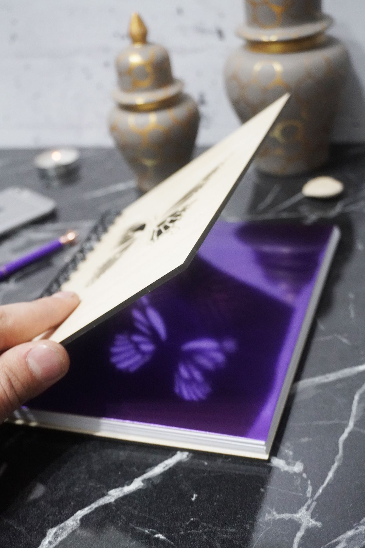 markcat-Wooden Butterfly Patterned Diary-unlined Notebook - A5 Spiral School Notebook 2