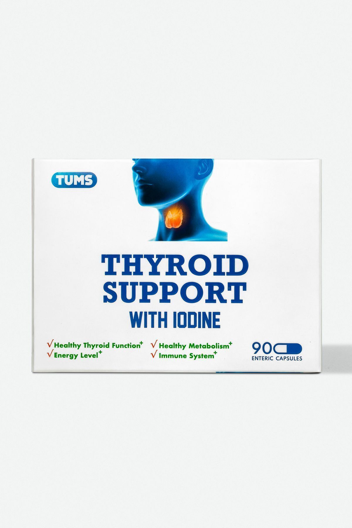 Tums-Thyroid Support - Iodine, Zinc, Selenium Thyroid Support 90 Enteric Capsules - 3 Months Use 1