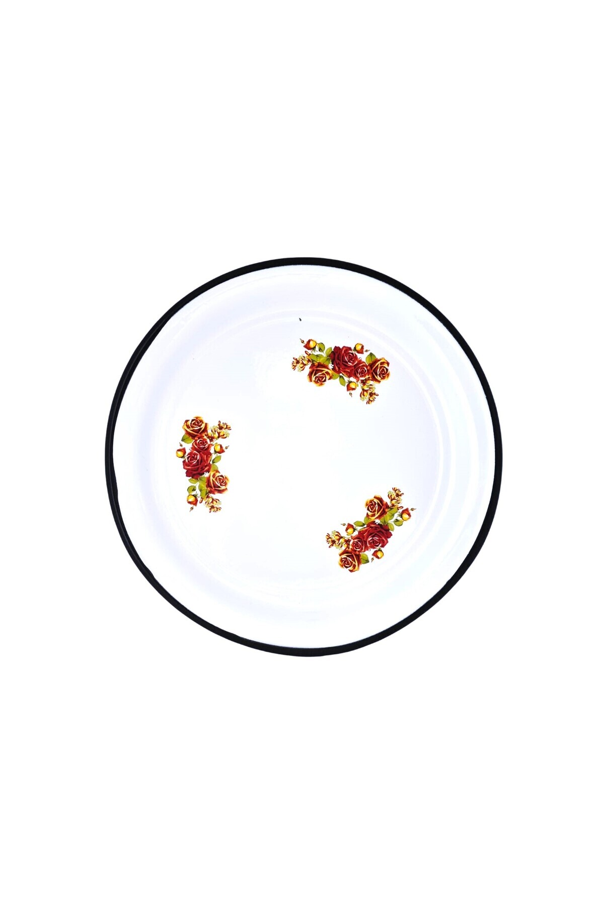 Emaye sini dekorlu nostalji emaye sofra çay tepsisi meyvelik 50 cm