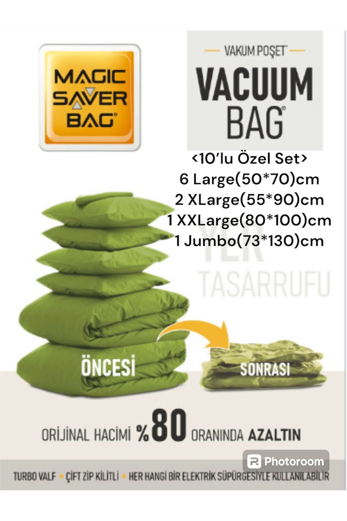 Vacuum Hurc Quilt Hurcu Wardrobe Organizer Vacuum Bag Set of 10(6L*2XL*1XXL*1JUMBO)