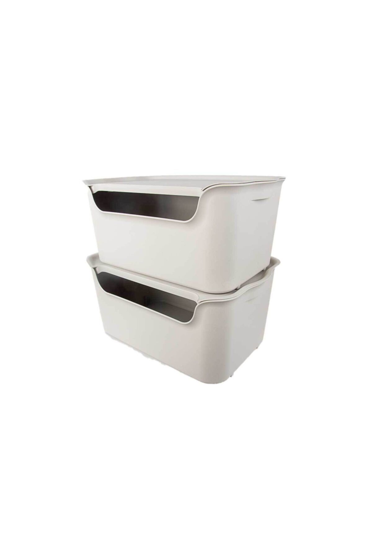 QUTU-Beige Set of 2 - 15 L Organize Box with Qatli 2