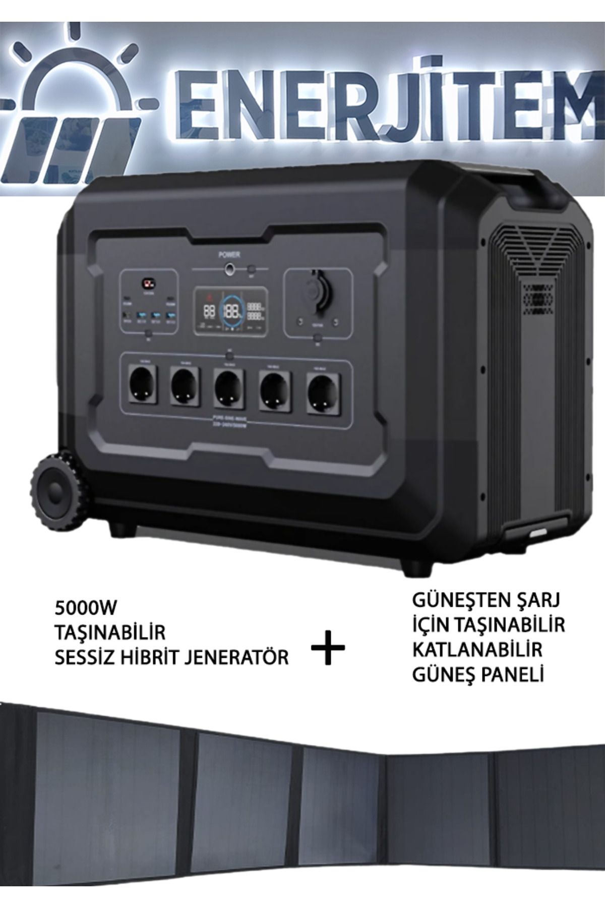 Storcell Elektrikli Araç Paket 3, 5 Kw=5000 W Sessiz Hibrit Jeneratör,Taşınabilir Güç Kaynağı,5040Wh LifePo4