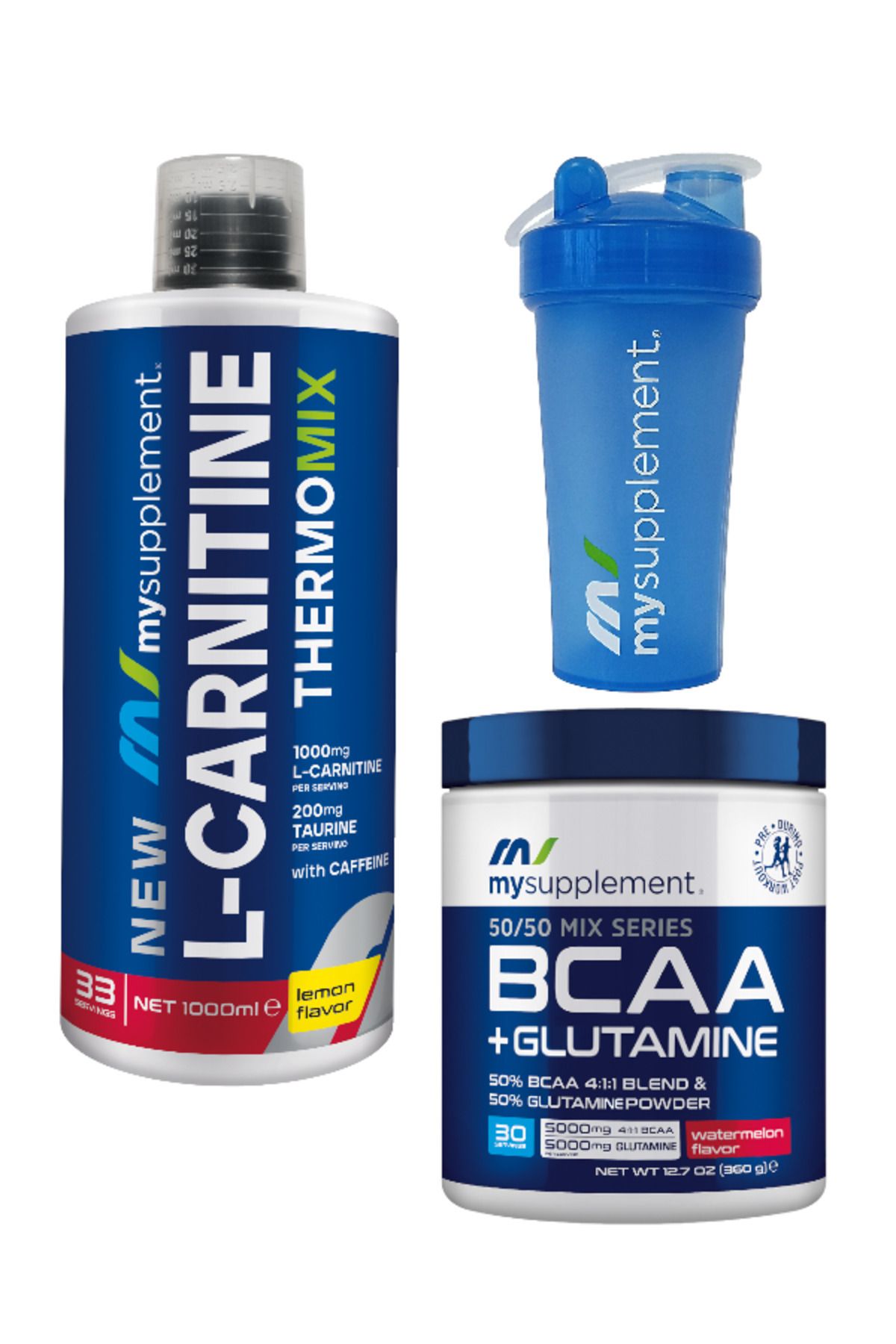 Fit ve Form Paketi - L-Karnitin Thermomix Limon 33 Servis 1000 ml - Bcaa Glutamine Karpuz 360g