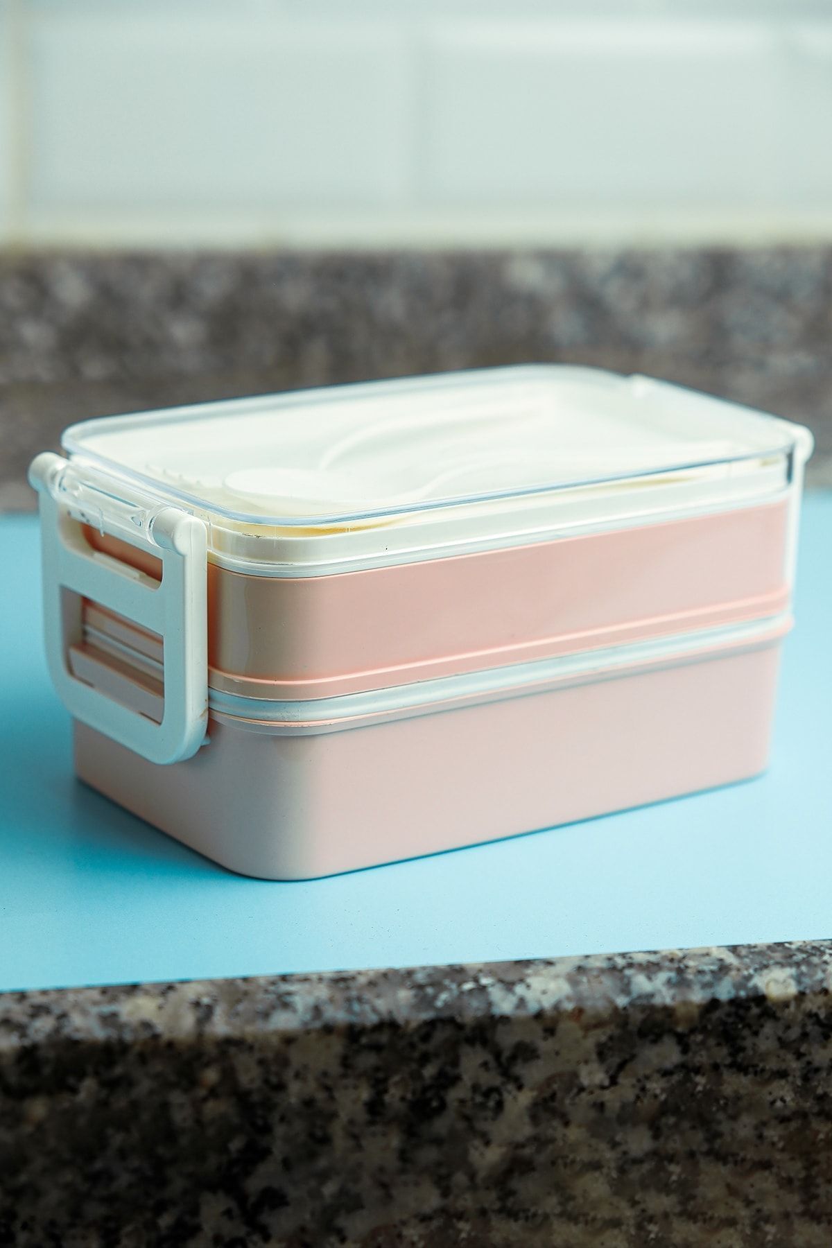 Bager Plastik-Aqua 2-Layer Lockable Feeding Bowl with Fork and Spoon 1