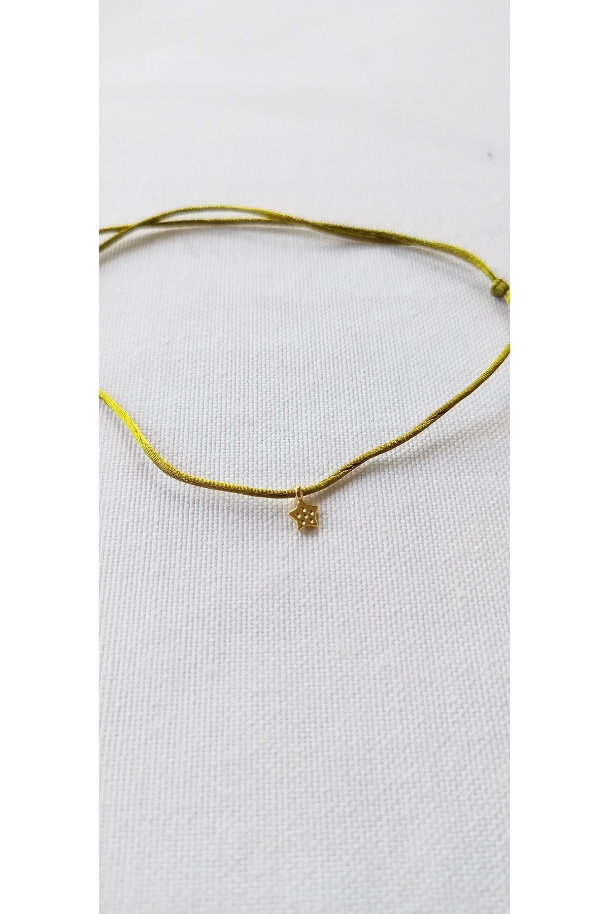 Oil Green Satin Rope Star Detailed Anklet