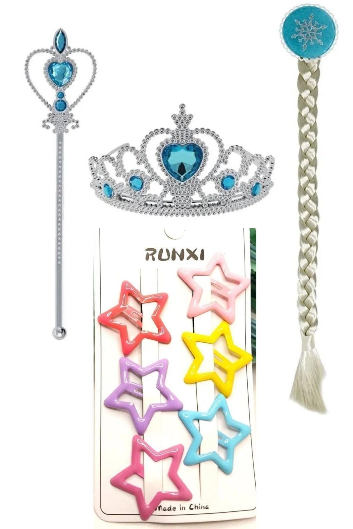 Nisankids Elsa Taç Seti   ve 6 ' lı Çıt Çıt Yıldız Toka