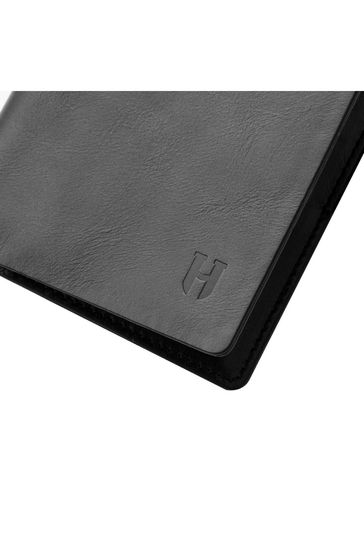 کیف پول مردانه طراحی باریک چرم سیاه و سفید دیتون محافظت شده RFID HELMBROOK