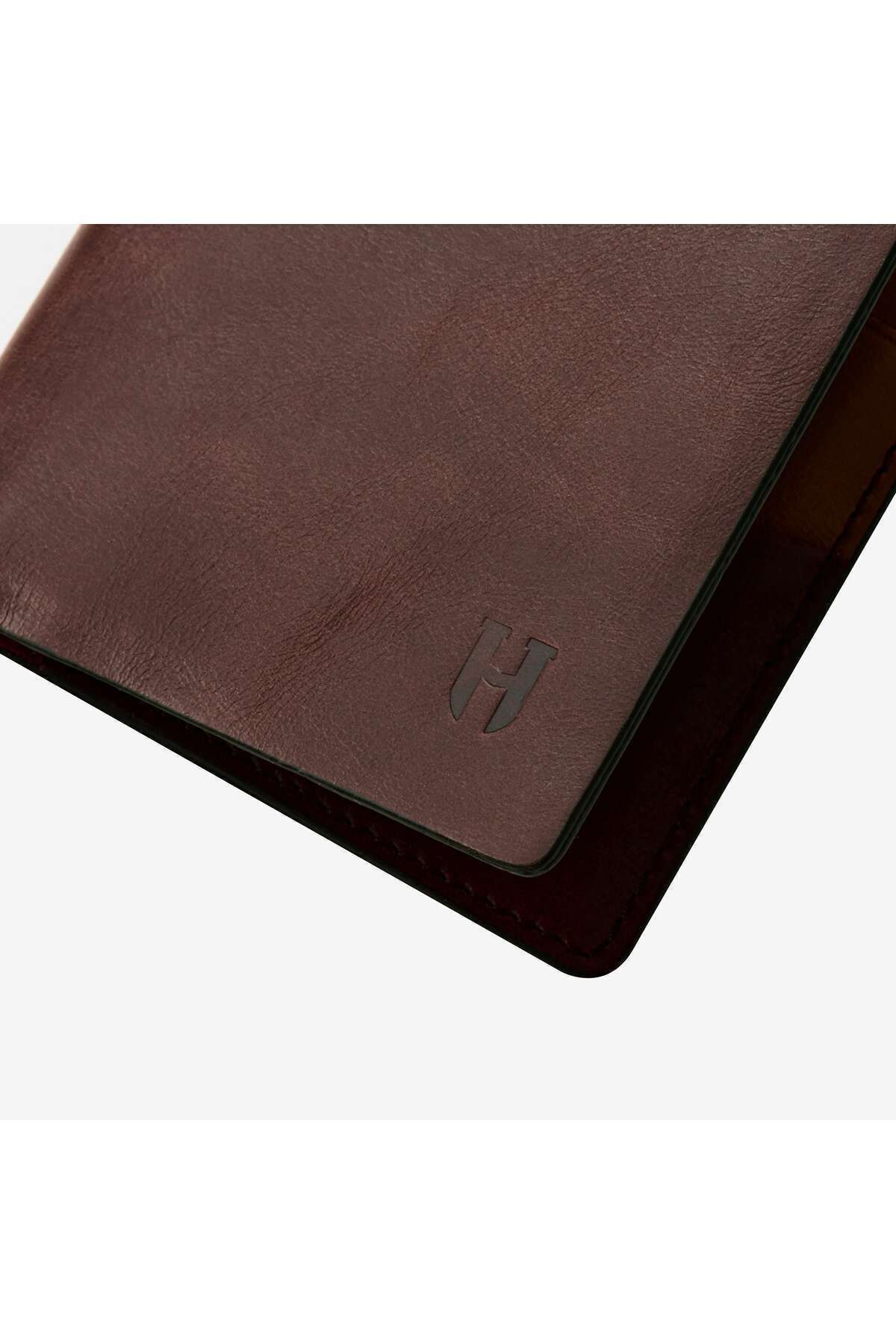 کیف پول مردانه قهوه چرمی واقعی DAYTON به علاوه رنگ طراحی خوب چند قسمت RFID محافظت شده HELMBROOK