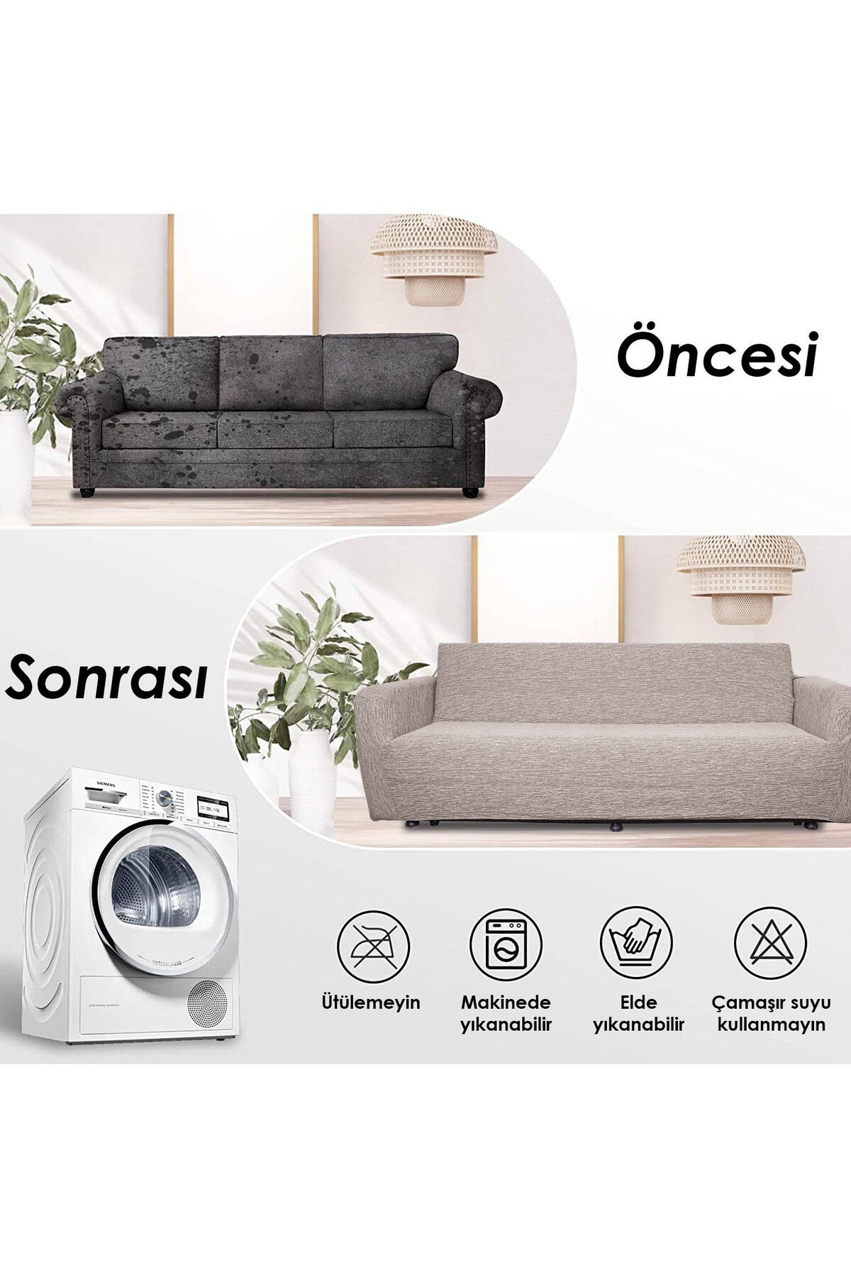riselerhome-Jacquard Plain Pattern Lycra Flexible Washable Sofa Cover 3+3+1+1 Sofa Set 5