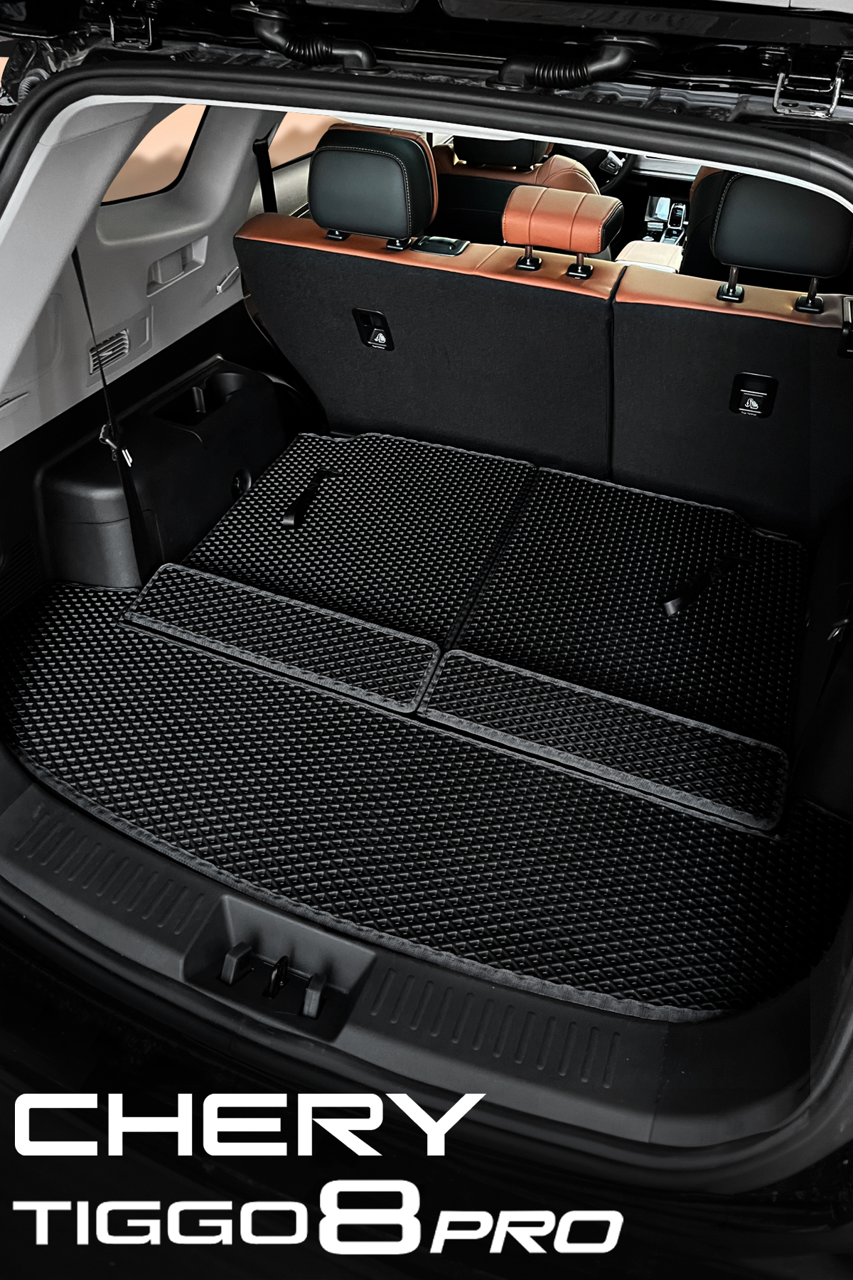 TORPEDO Chery Tiggo 8 Pro Hücreli Eva Oto Bagaj Havuzu ve Koltuk Arkalığı Premium 5'li Tam Set - Siyah