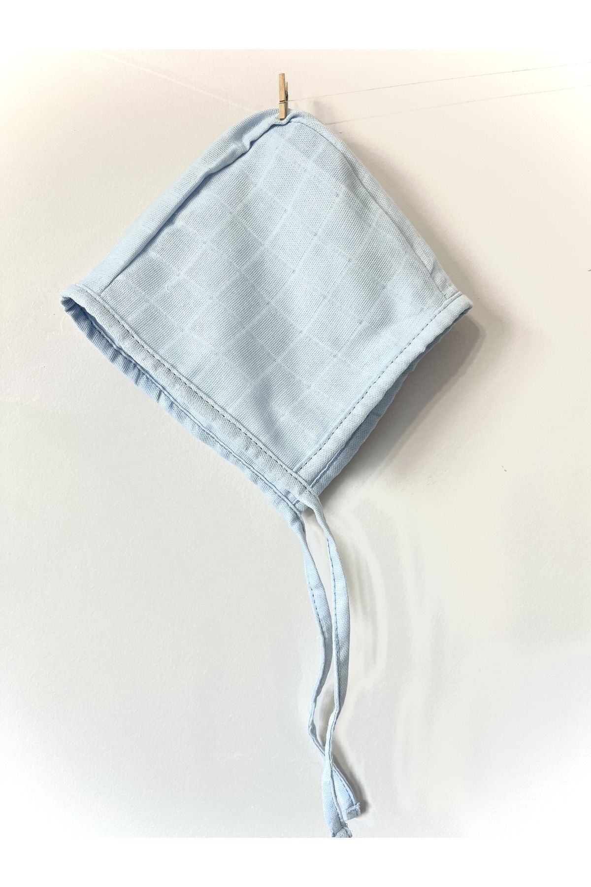 runbaby Tek Kat Müslin Çift Taraflı Bebek Bonnet Şapka (3-9 AY) - Açık Mavi fotoğrafı 3 (önizleme)
