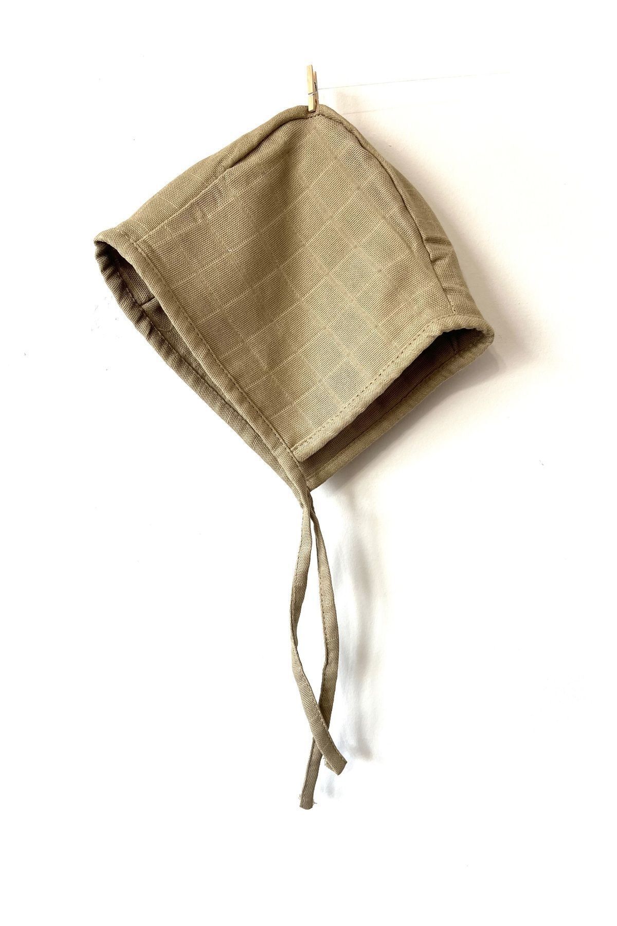 runbaby Tek Kat Müslin Çift Taraflı Bebek Bonnet Şapka (3-9 AY) - Toprak fotoğrafı 3 (önizleme)