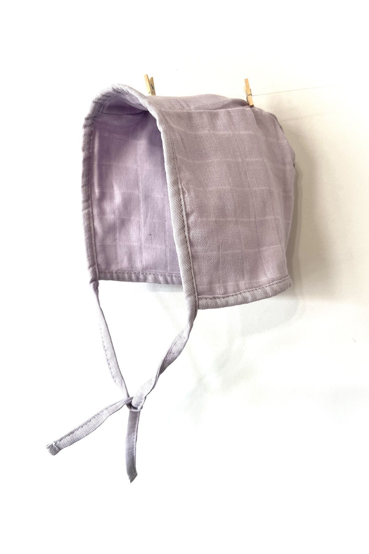 runbaby Tek Kat Müslin Çift Taraflı Bebek Bonnet Şapka (3-9 AY) - Lila fotoğrafı 4 (önizleme)