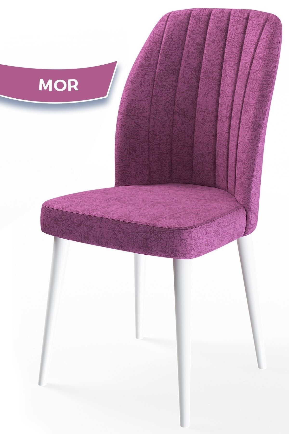 Etra Series, 1st Class Dining Room Chair with Hornbeam Legs,Purple Chair with White Hornbeam Legs