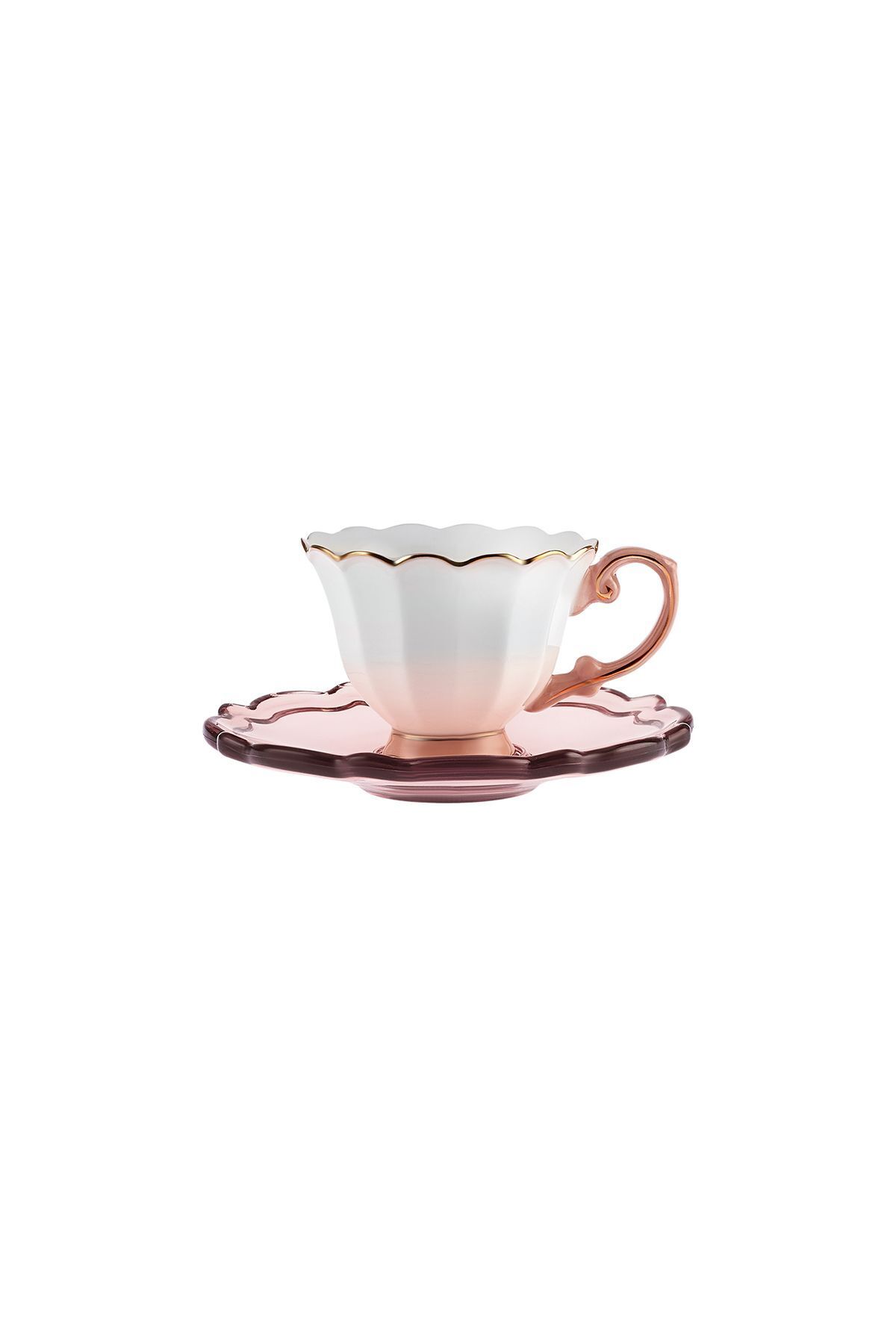 Karaca-Samo 2-Personen-Rosa-Kaffeetassen-Set mit Acryldeller, 90 ml 8