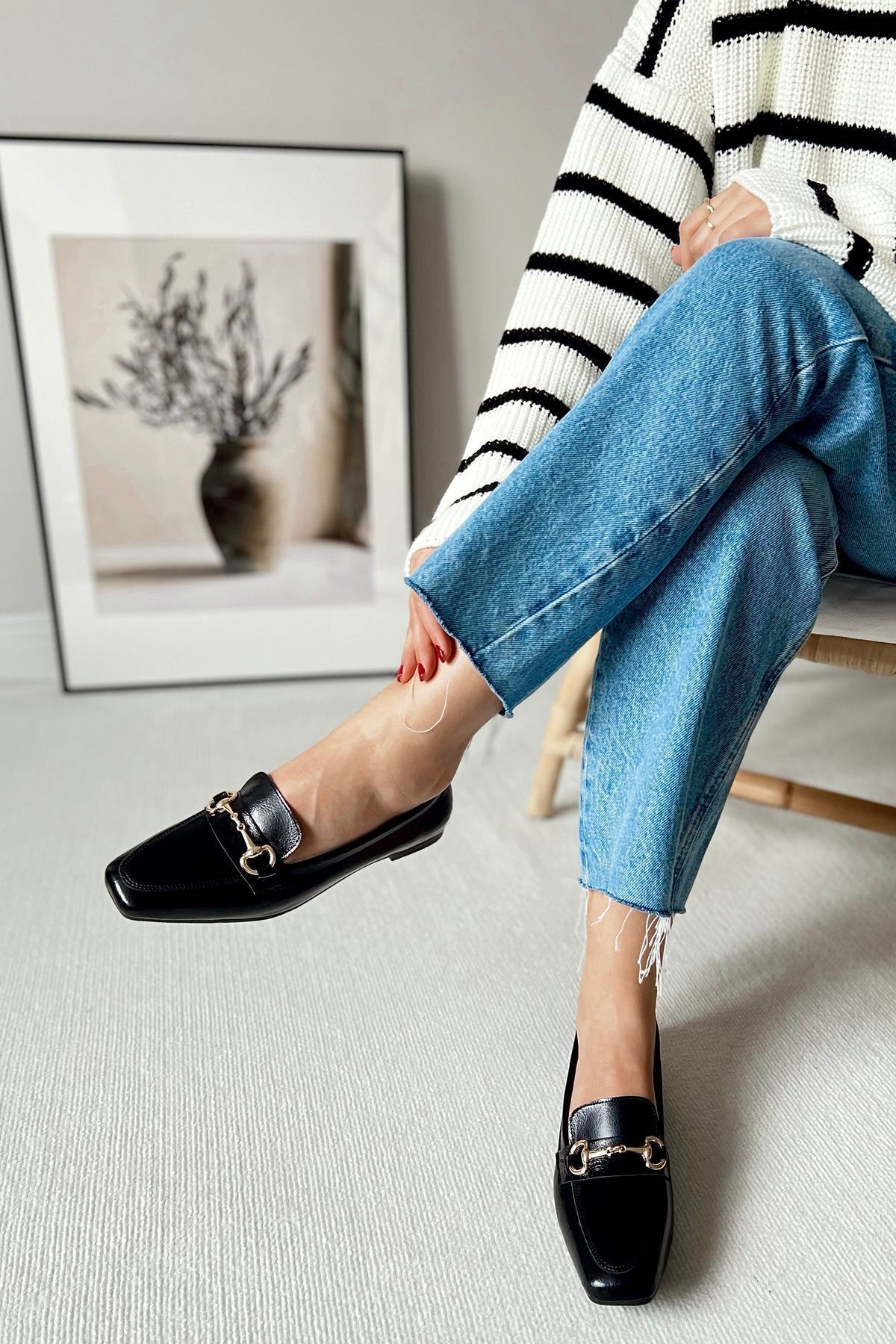 POLKA STORE-Manifest Blunt Toe Talpă plată Cataramă Mocasin Mocasini Balerini Pantofi de zi cu zi confortabili pentru femei 4