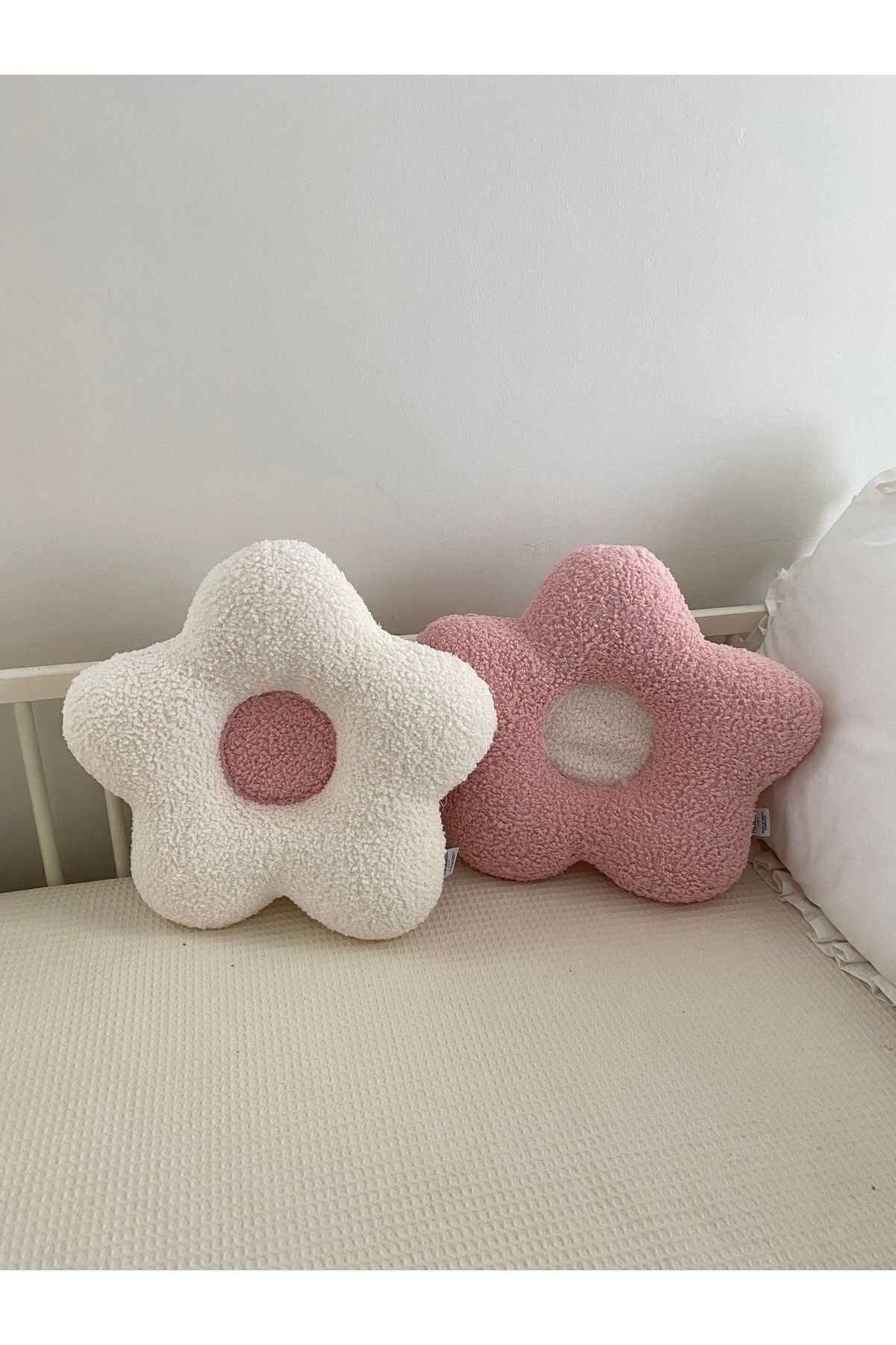 minibellababy-Flower Pillow White Leaf / pink Medium Flower Cushion 2