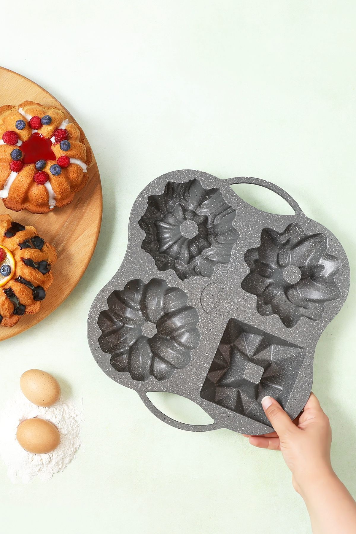 Karaca-Cake Pro 4-teilige Anthrazit-Kuchenform aus Guss 2