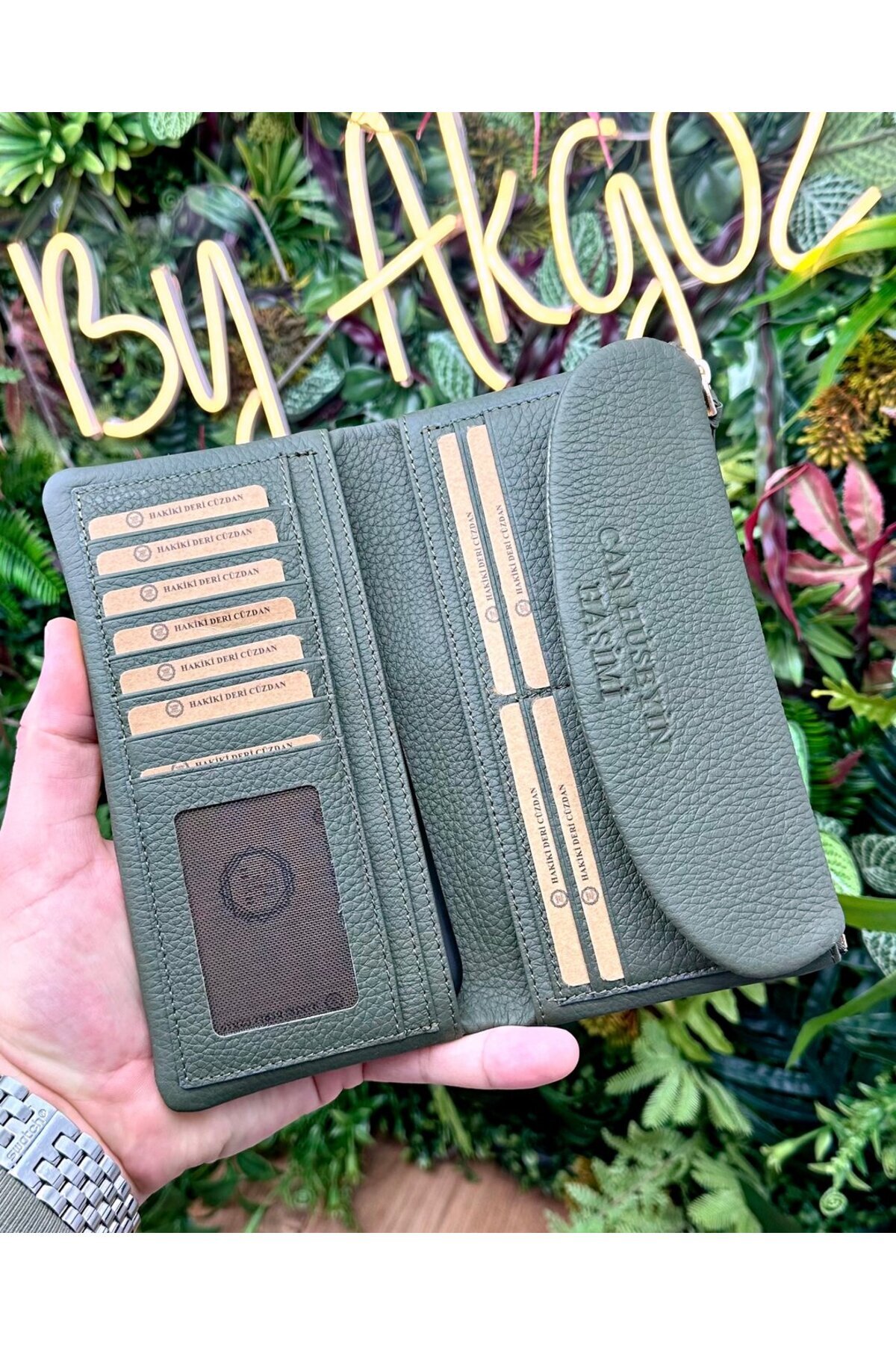 Overalls Model Hand Wallet with Phone Compartment Genuine Leather