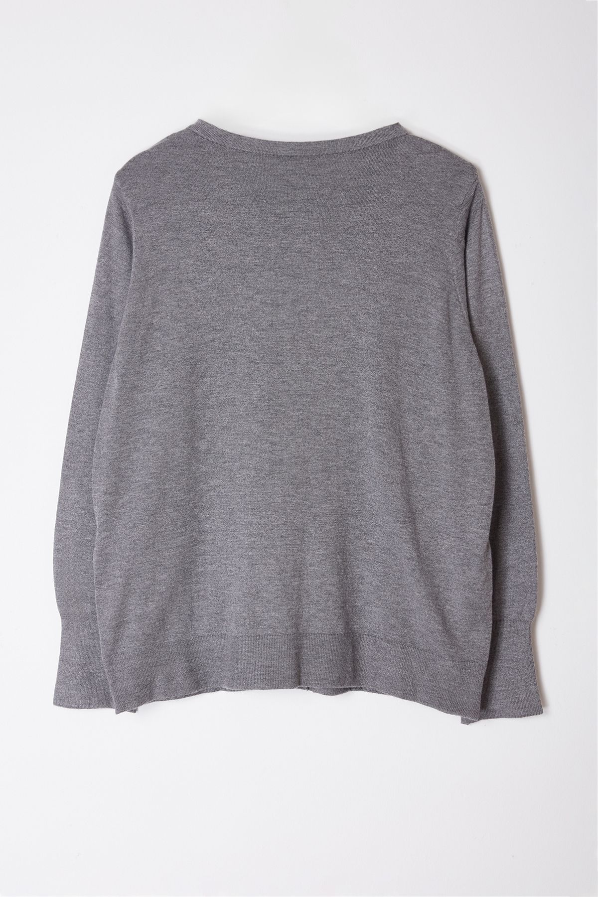 Trendyol Curve-Hochwertiger weicher grauer Strickcardigan mit Knöpfen, TBBAW25AV00015 7