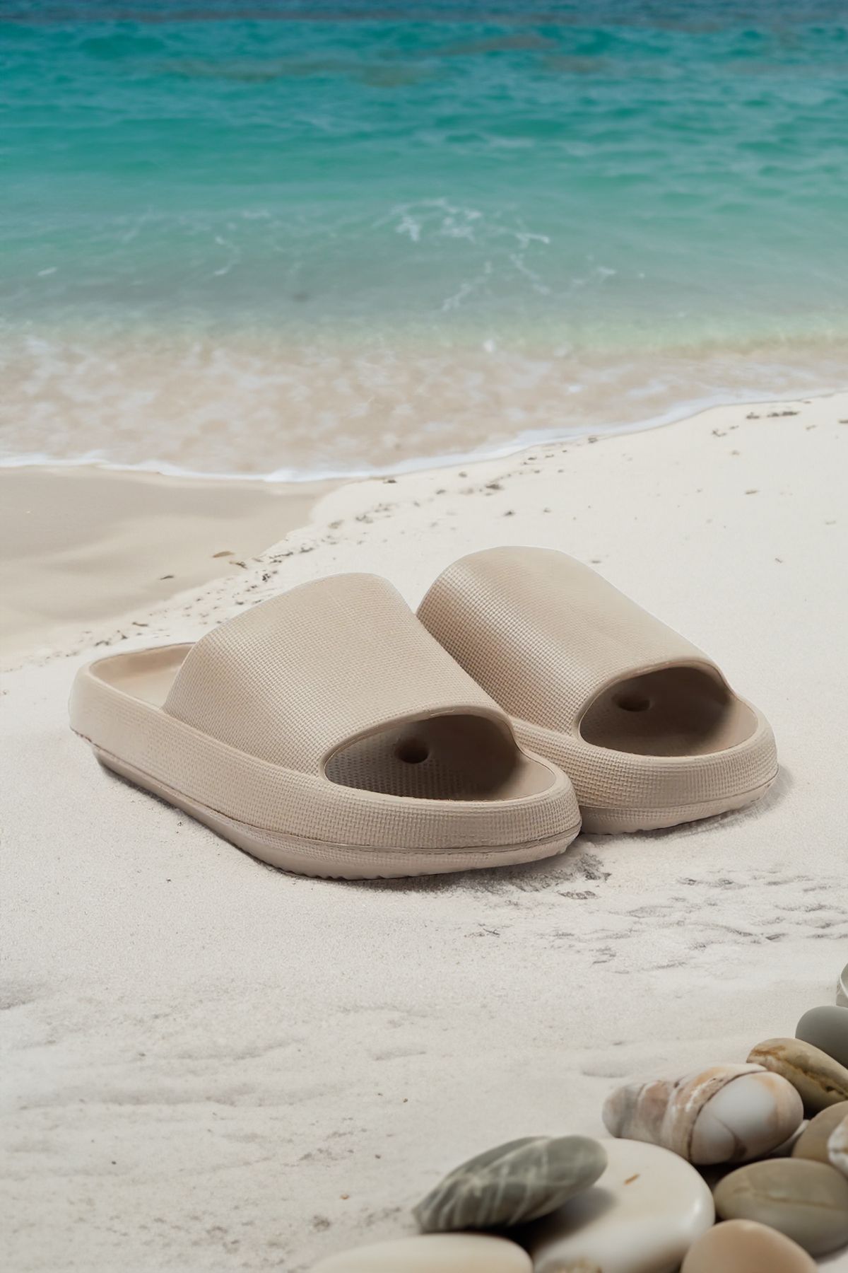 TRENDYOL SHOES Klapki basenowe damskie Mink Platformform Takss24Te00013
