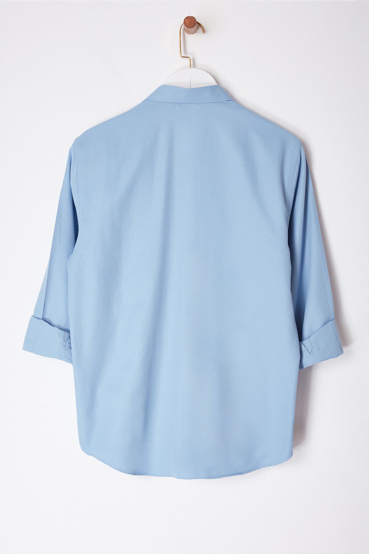 Trendyol Collection-Indigo Regular Fit - Cămașă cu autocolante ușor de călcat TMNAW25GO00011 7