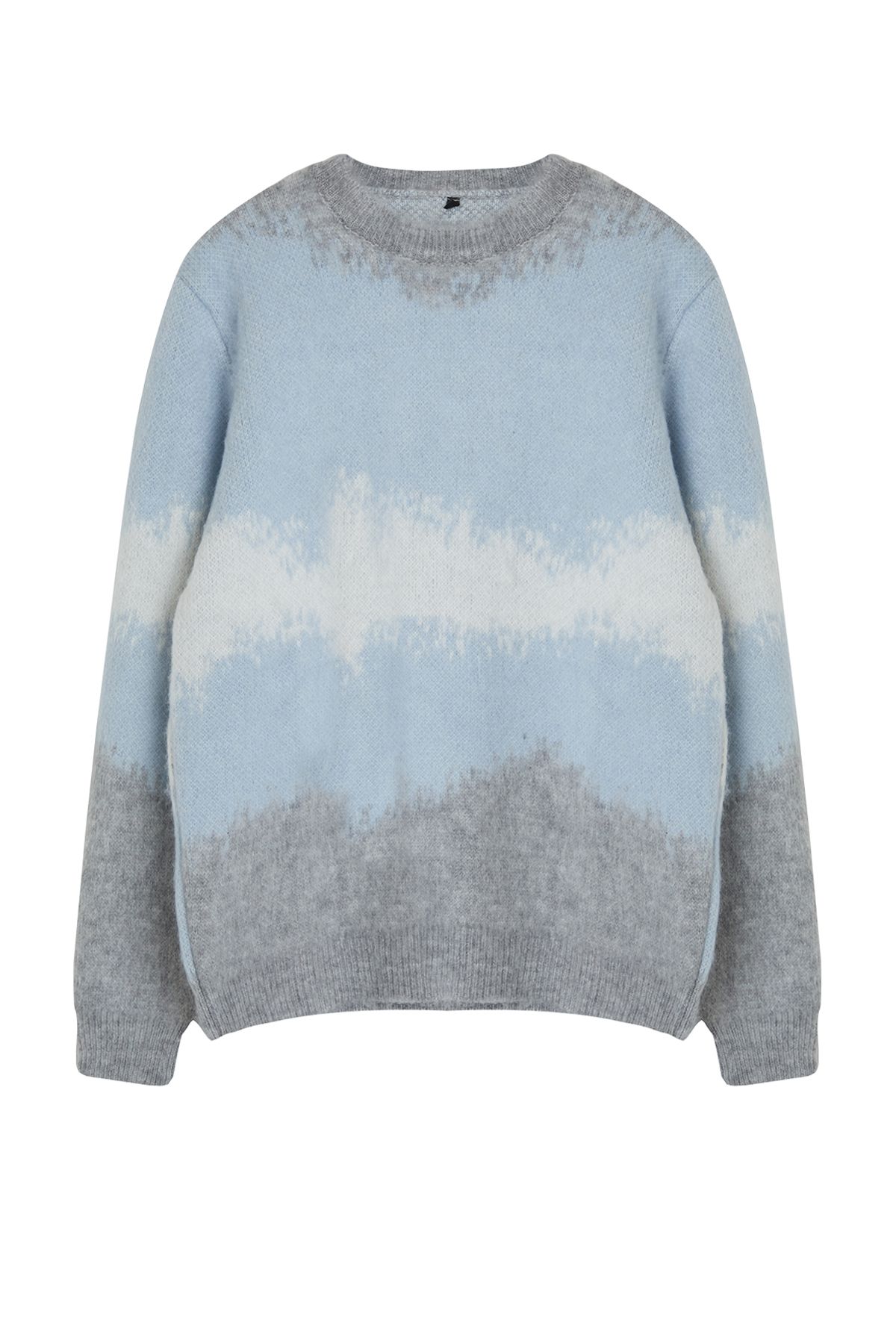 Trendyol Collection-Limited Edition - Blue Ethnic Knitwear Sweater, Crew Neck TMNAW25KZ00052 5