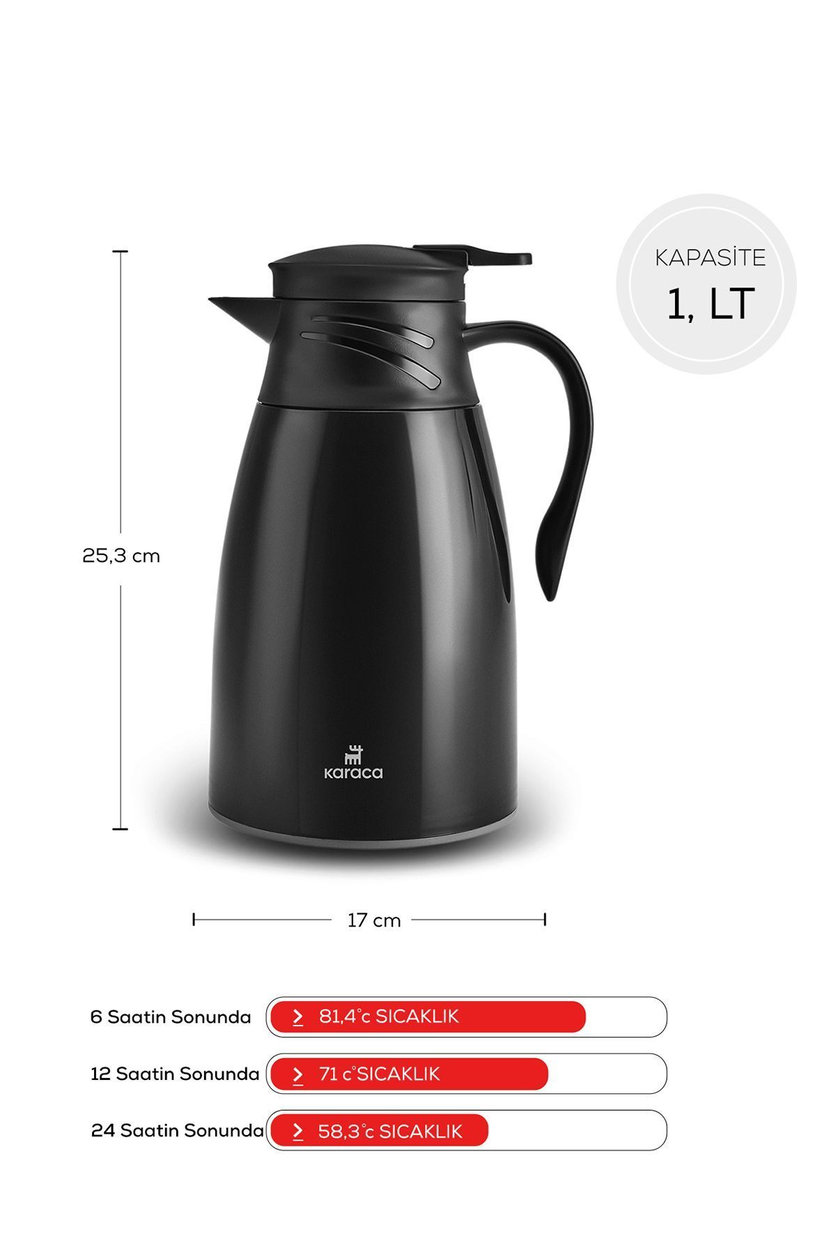 فلاسک مشکی Bella Sealing Thermos 1 لیتری سیاه Karaca