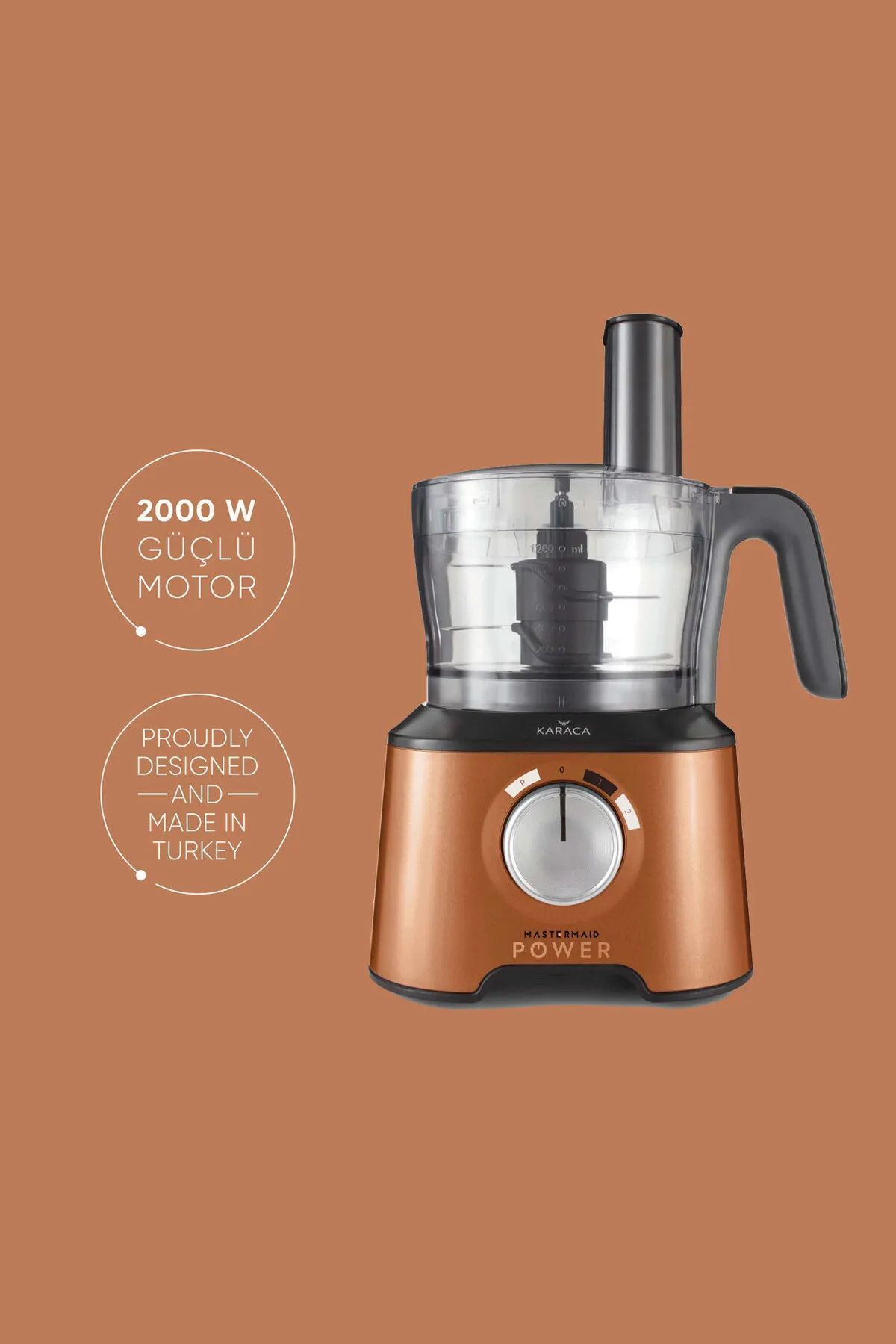 Karaca-Mastermaid Power Multifunctional 10 In 1 Bronzy Food Processor, Blender Set 2000w 2