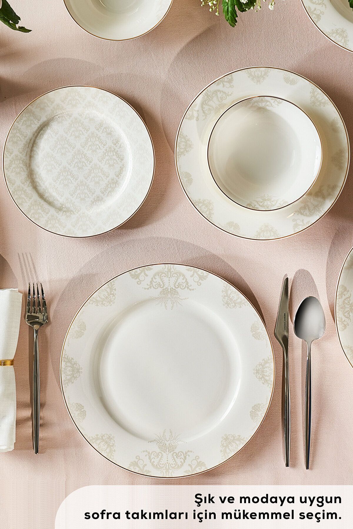 Karaca-Elegance Bone Siena - 53 Piece Dining Set for 12 People Gold 4