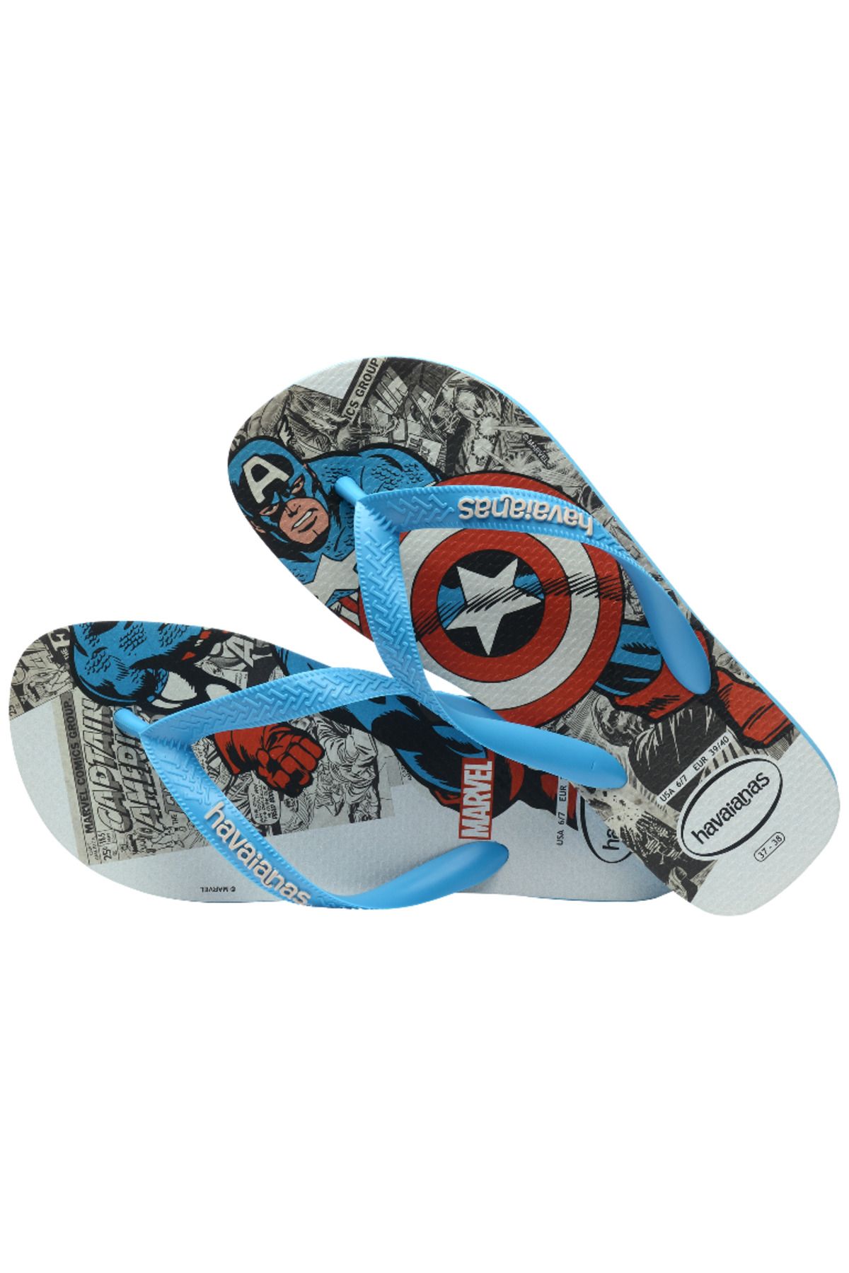 دمپایی آبی مردانه و زنانه بالای فلور انگشت Finger Marvel Havaianas