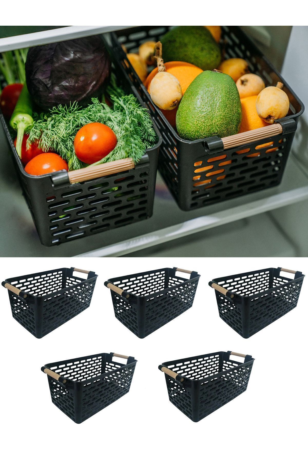 KRM HOME-Καλάθι Organizer πολλαπλών χρήσεων 5 τεμαχίων με πλαστικές λαβές - Ντουλάπα & συρτάρι & καλάθι οργάνωσης μπάνιου 6