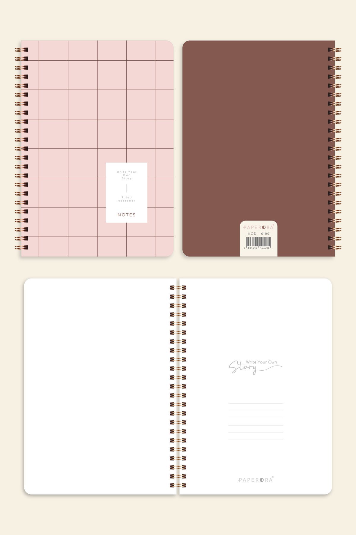PAPERORA-A5 Lined Spiral School Notebook - 80 Sheets, Set of 4, with Classroom Program 6