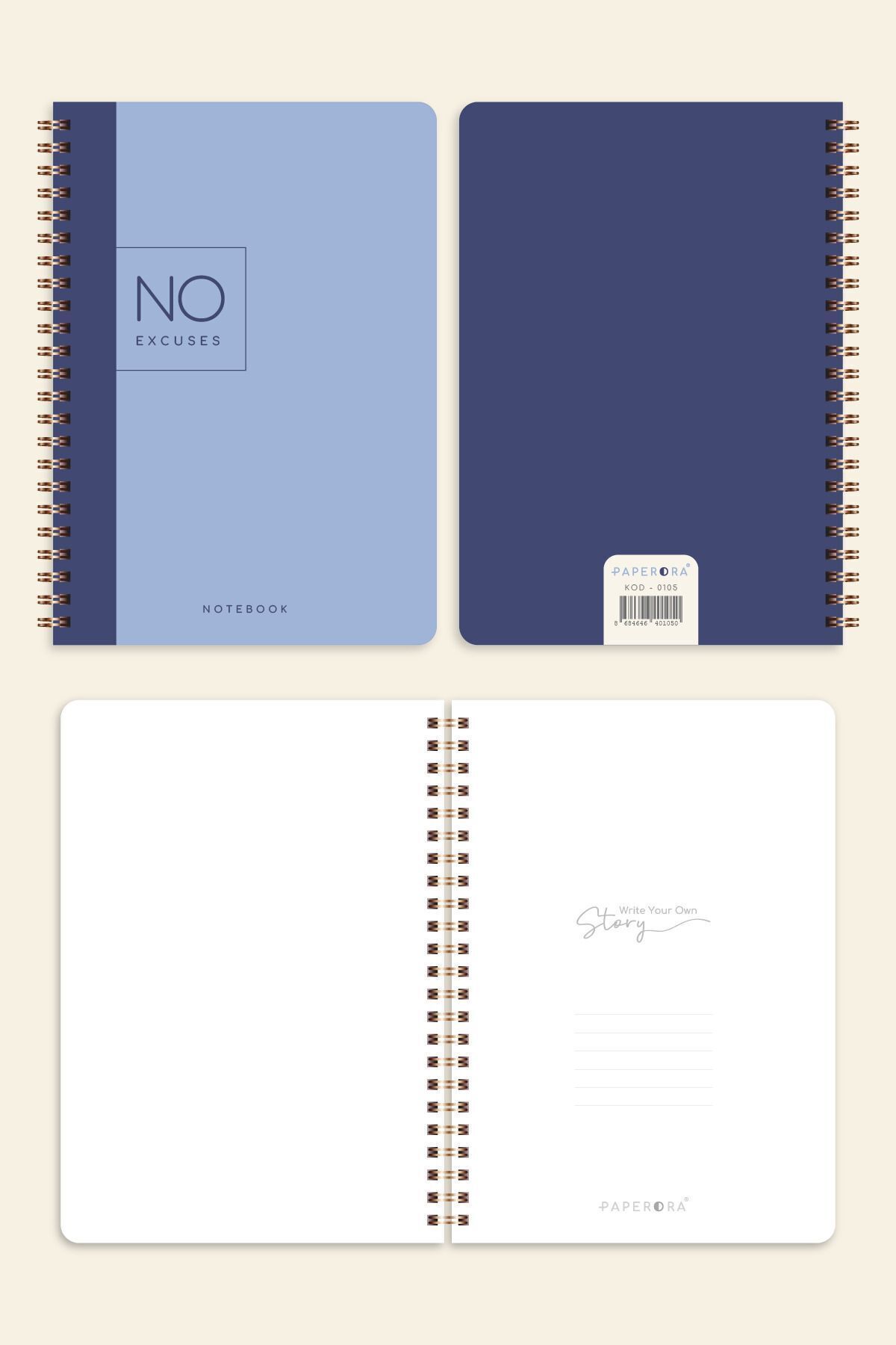 PAPERORA-A5 Checkered School Notebook - Spiral Cardboard Cover, 80 Sheets, Set of 2, with Class Program 5