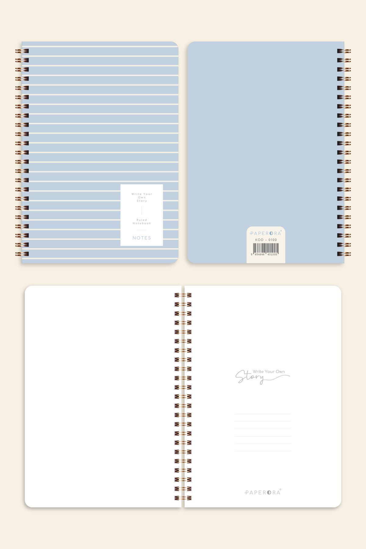 PAPERORA-A5 Lined Spiral School Notebook - 80 Sheets, Set of 4, with Classroom Program 7
