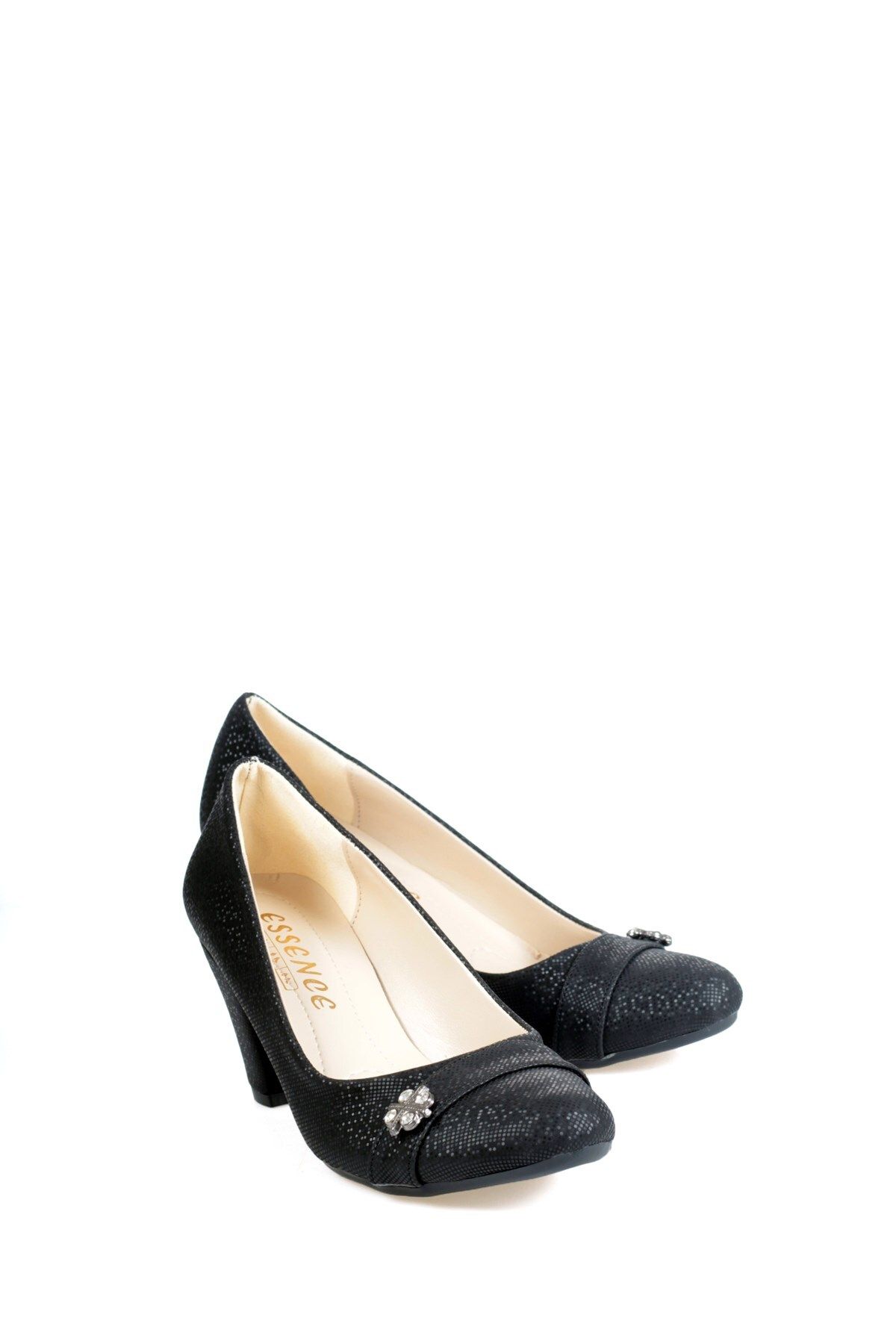 ayakkabiyolla Pantofi Cu Toc Elegant Cu Cataramă Cu Flori Negre Femeie - 38
