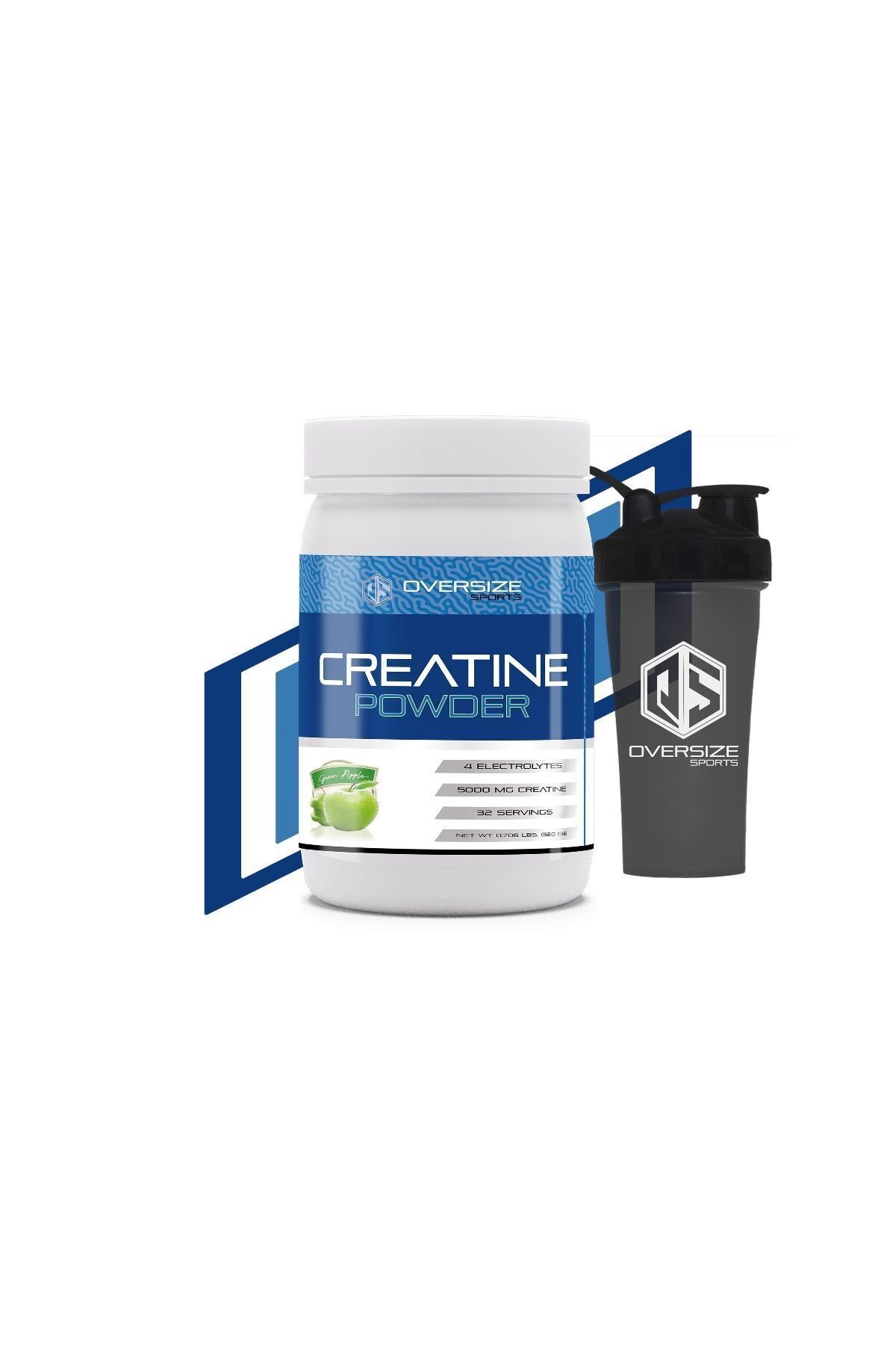 Oversize Sports Creatine Powder Yeşil Elma 320g 32 Servis