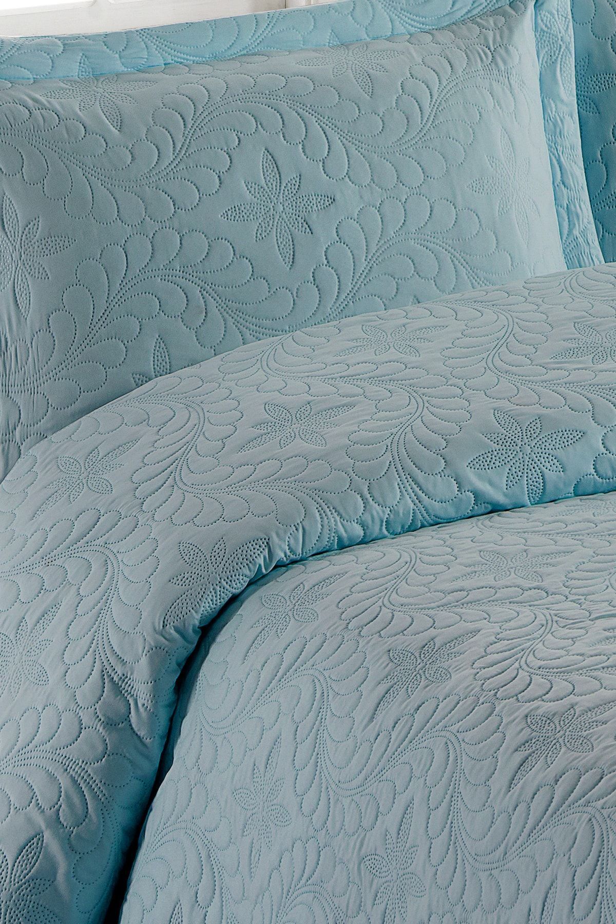 Ivy Mint Çift Kişilik Microfiber Kapitone Yatak Örtüsü 3