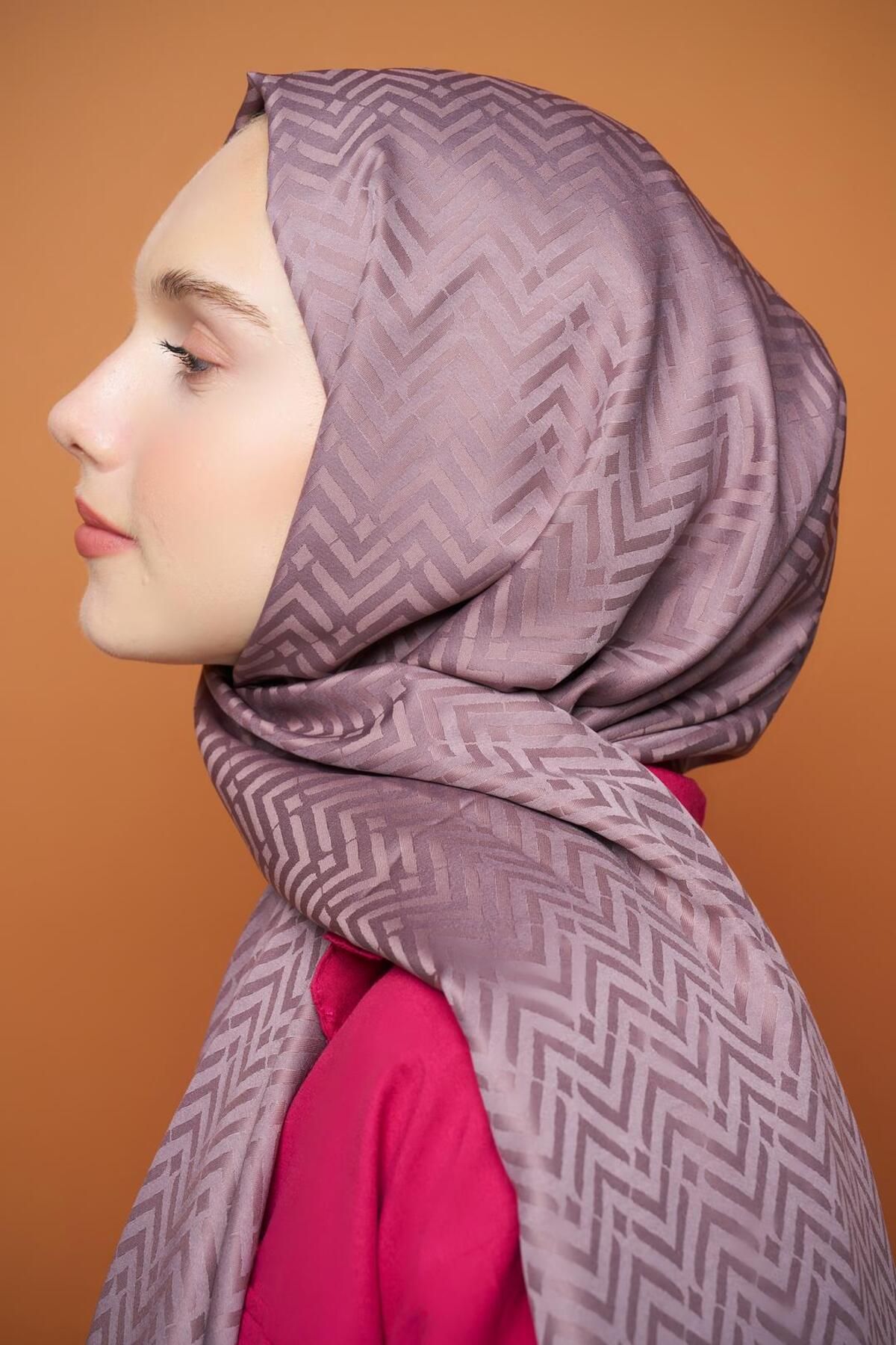Modakaşmir-Jacquard Silky Series - Zigzag Patterned Shawl 3