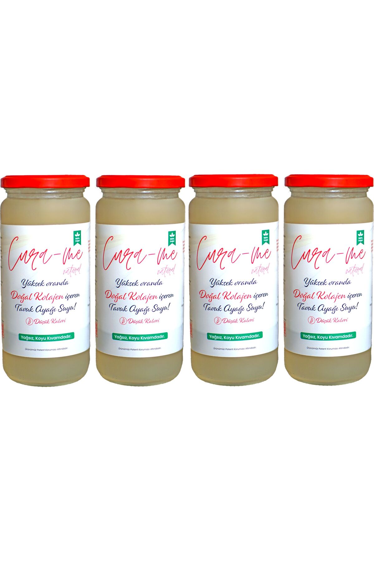 Cura-Me Natural Doğal Kolajen, Glukozamin Ve Kondroitin Içeren Tavuk Ayağı Kemik Suyu 480 ml 4 Adet