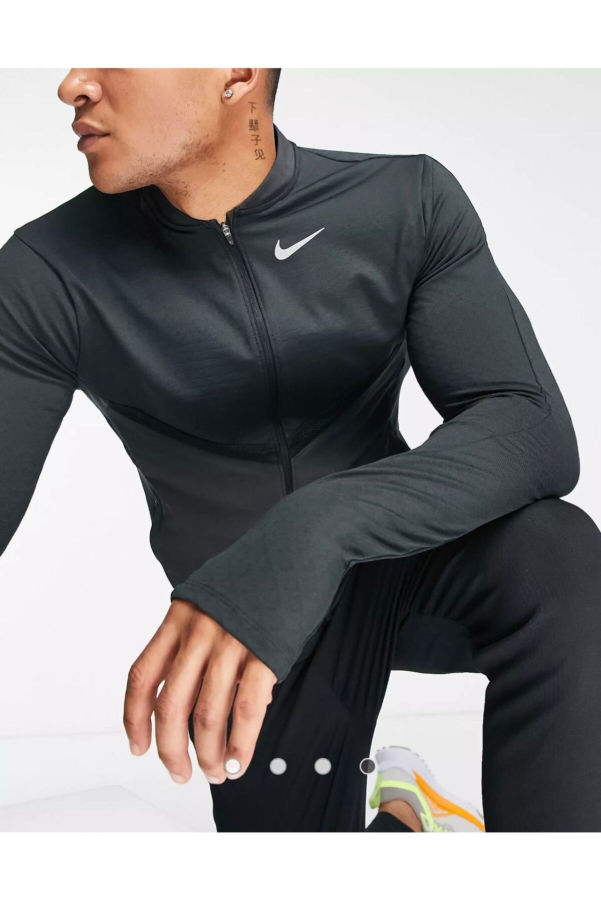 Nike-Black Dri-Fit Thin Men's Running Jacket - Full-Zip, Division Element 2