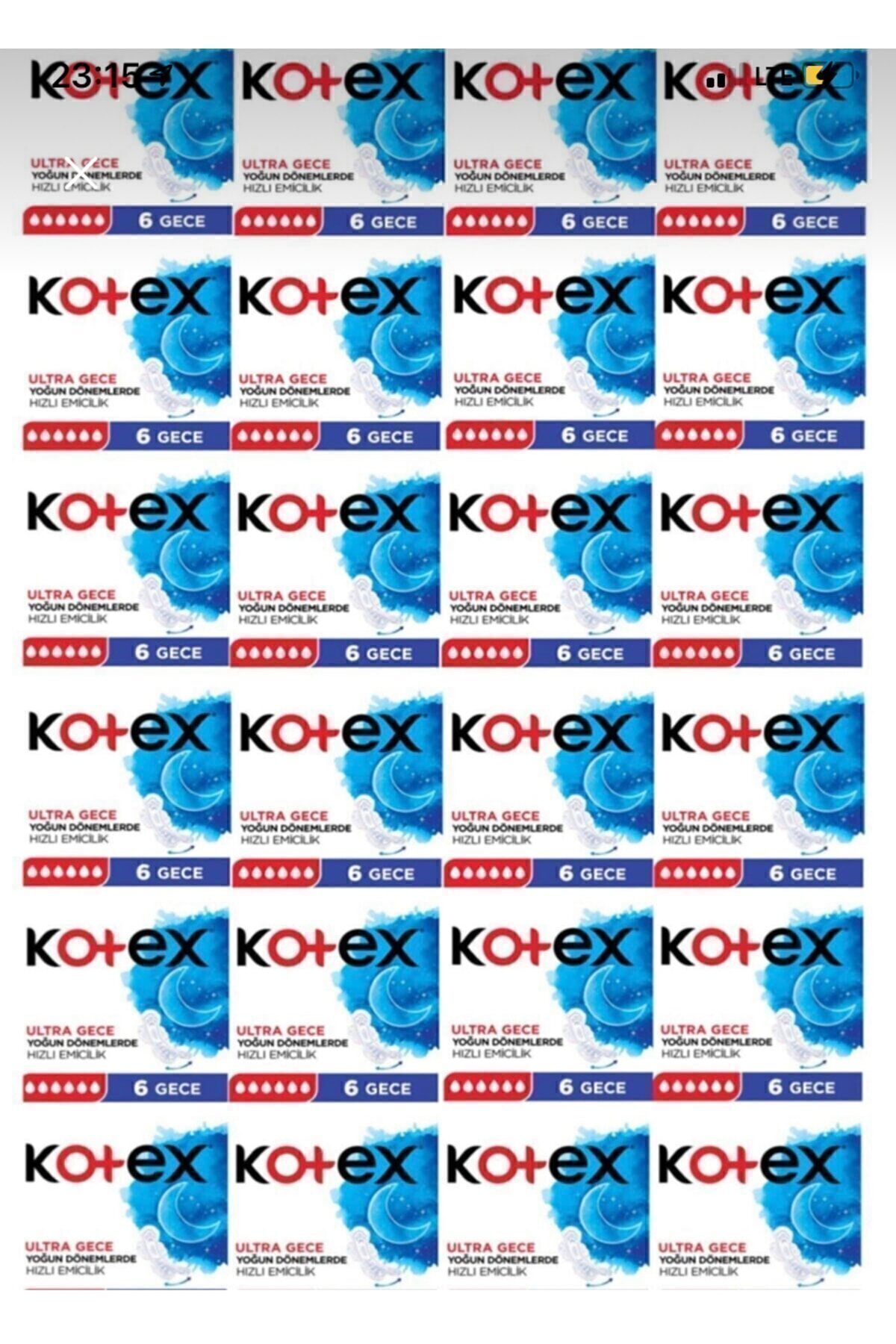 Kotex-Single Night Sanitary Pads 24 Packs of 6 1