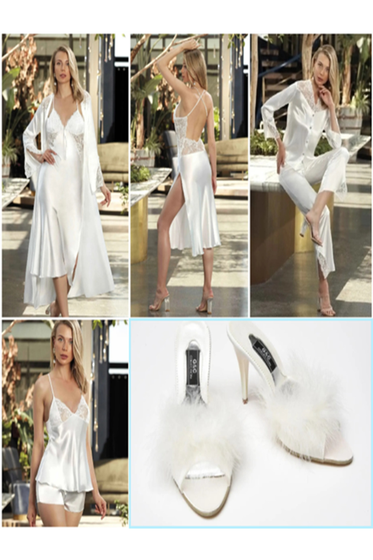 CSN CASANO Çeyizlik 6'lı Saten Gecelik Seti TERLİK HEDİYEDİR (Terlik Numaranızı Mesaj Olarak Belirtiniz)