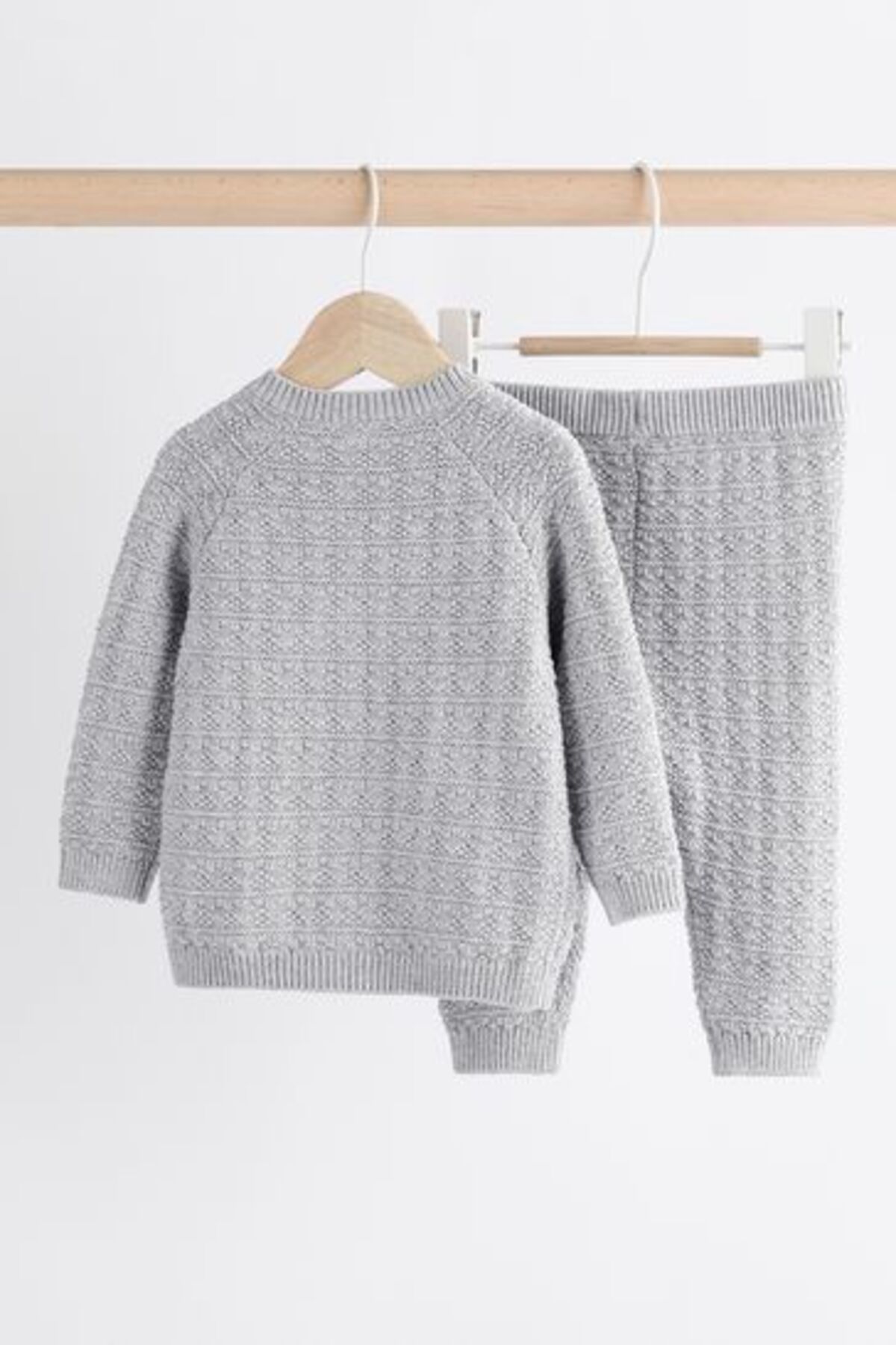 Next Baby-Gray Bear Patterned 100% Cotton Knitwear Long Sleeve Set 2