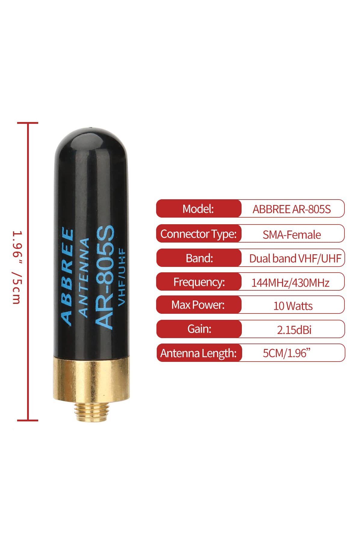 Choice-ABBREE Mini Walkie Talkie Antenna AR-805S SMA- Female Dual Band High Gain Antenna For Baofeng BF-... 2