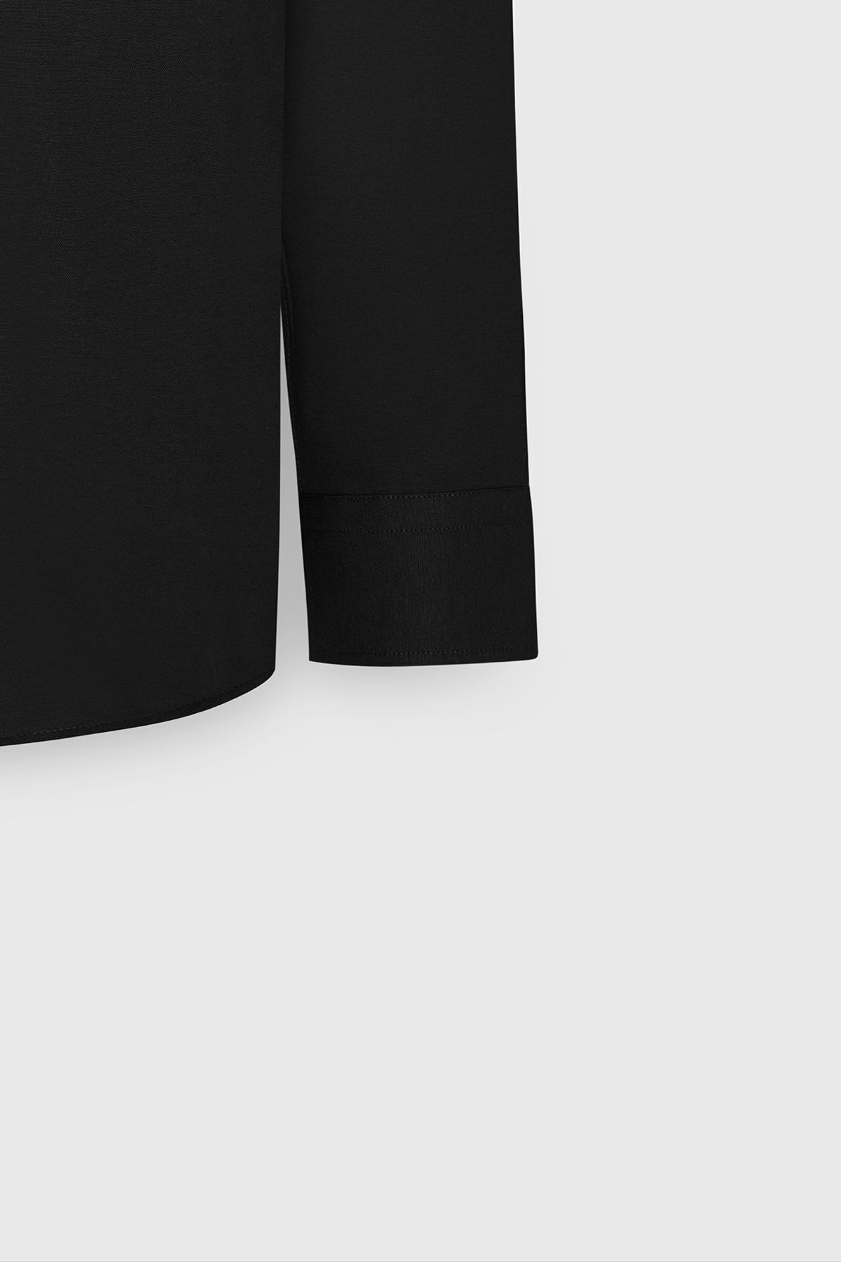Erkek Oxford Siyah Düğmeli Yaka Kolay Ütülenebilir Pamuklu Slim Fit Dar Kesim Gömlek