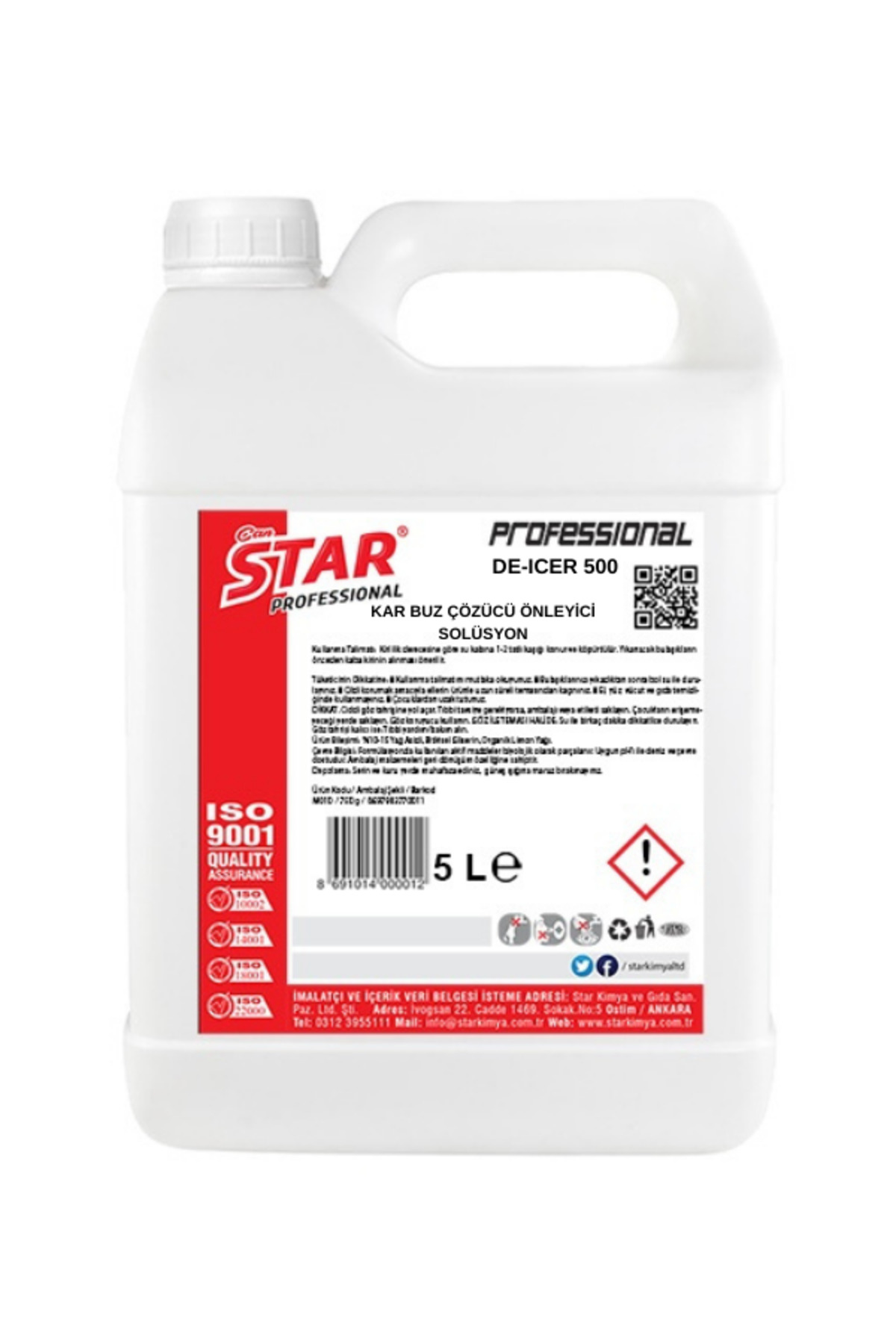 Can Star Kar Buz Çözücü Ve Önleyici Solüsyon 5 Litre