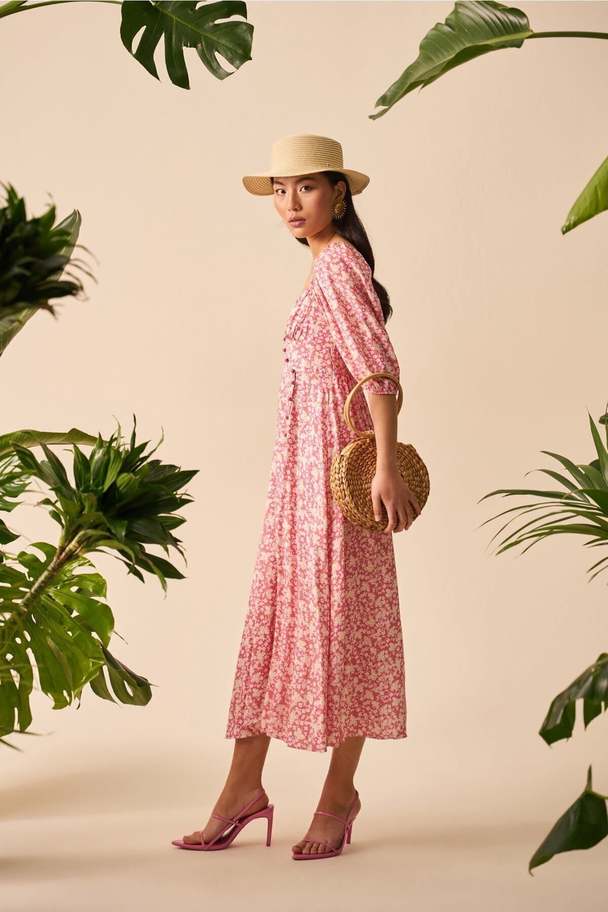 Mathilda By Çiğdem Bilici-Rochie midi de damă cu nasturi 5